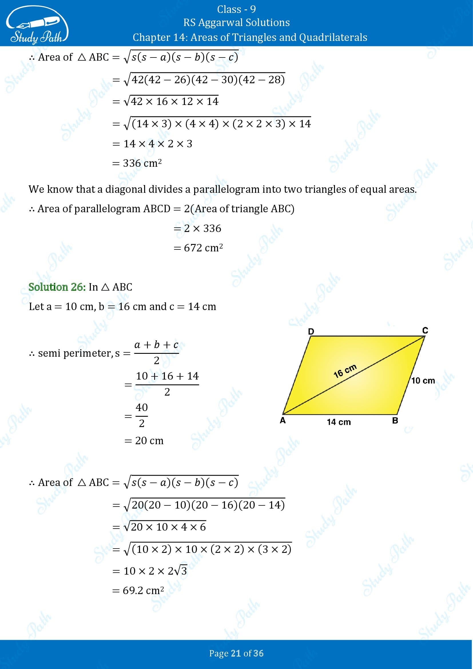 RS Aggarwal Solutions Class 9 Chapter 14 Areas of Triangles and Quadrilaterals Exercise 14 00021
