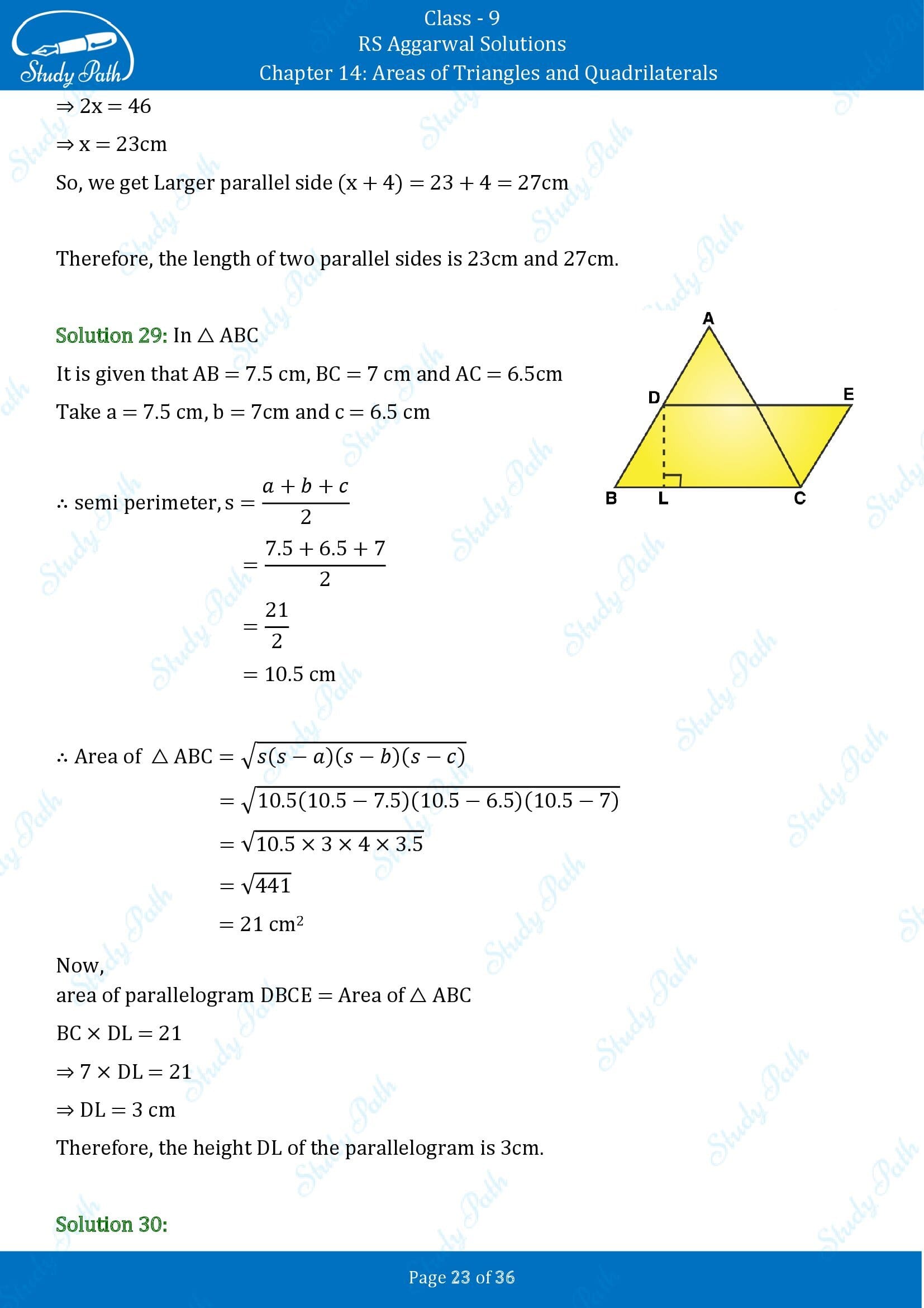 RS Aggarwal Solutions Class 9 Chapter 14 Areas of Triangles and Quadrilaterals Exercise 14 00023
