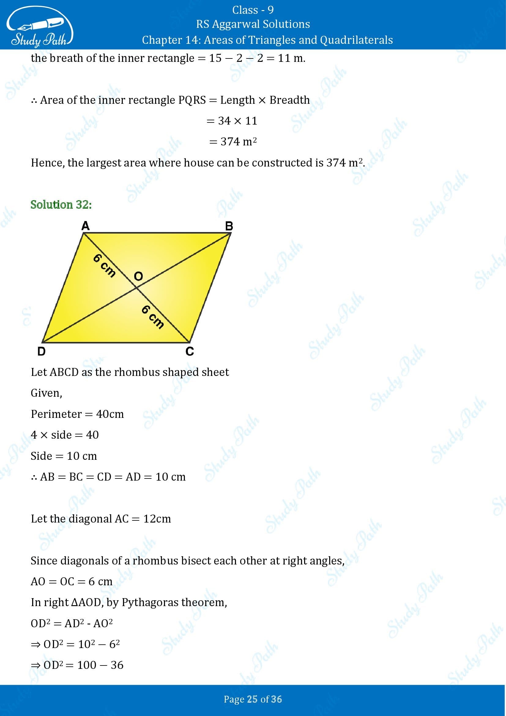 RS Aggarwal Solutions Class 9 Chapter 14 Areas of Triangles and Quadrilaterals Exercise 14 00025