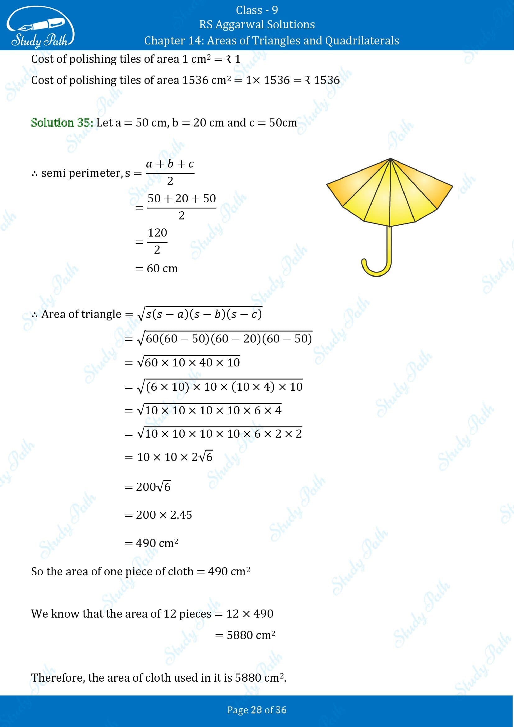 RS Aggarwal Solutions Class 9 Chapter 14 Areas of Triangles and Quadrilaterals Exercise 14 00028
