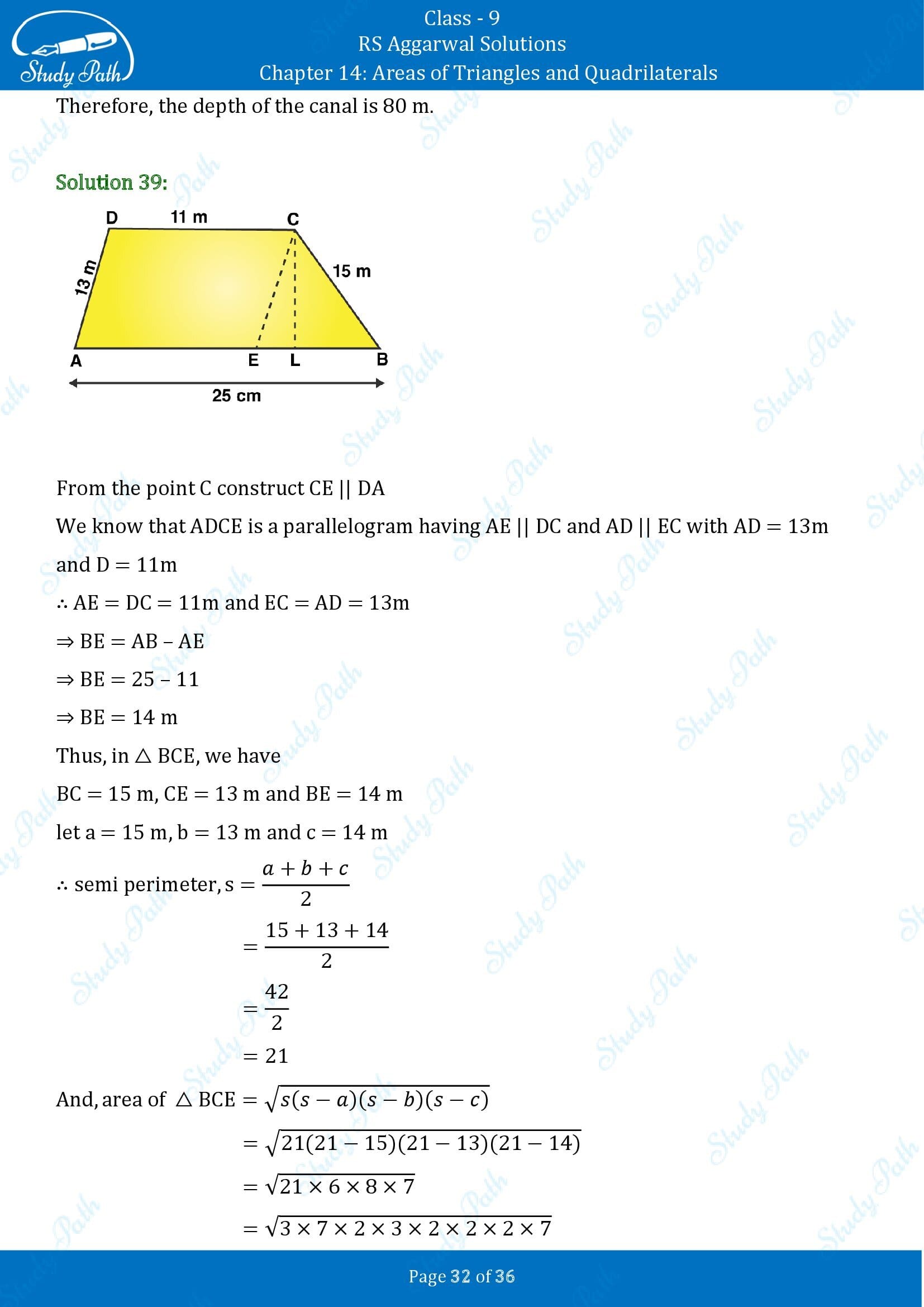 RS Aggarwal Solutions Class 9 Chapter 14 Areas of Triangles and Quadrilaterals Exercise 14 00032