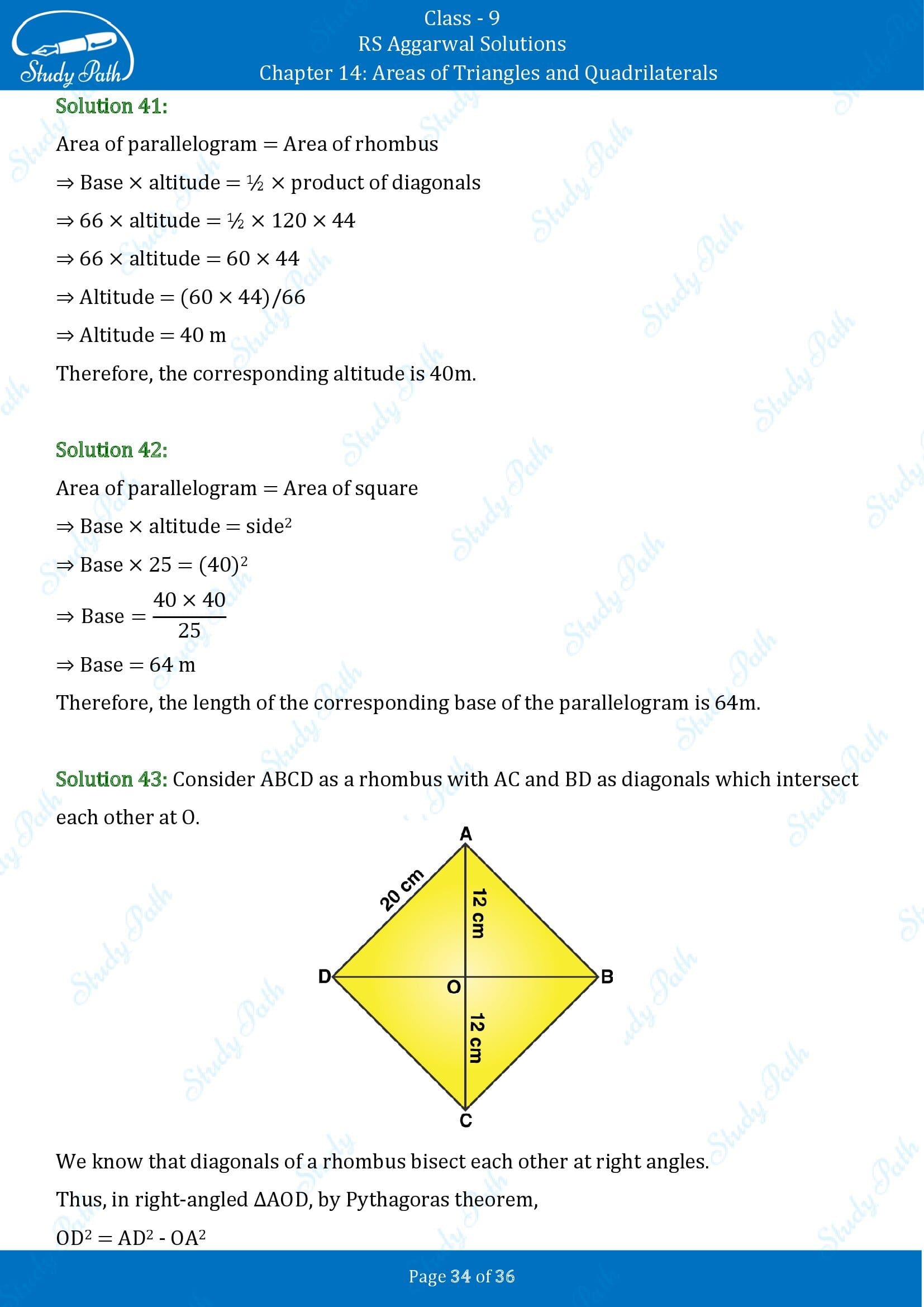 RS Aggarwal Solutions Class 9 Chapter 14 Areas of Triangles and Quadrilaterals Exercise 14 00034
