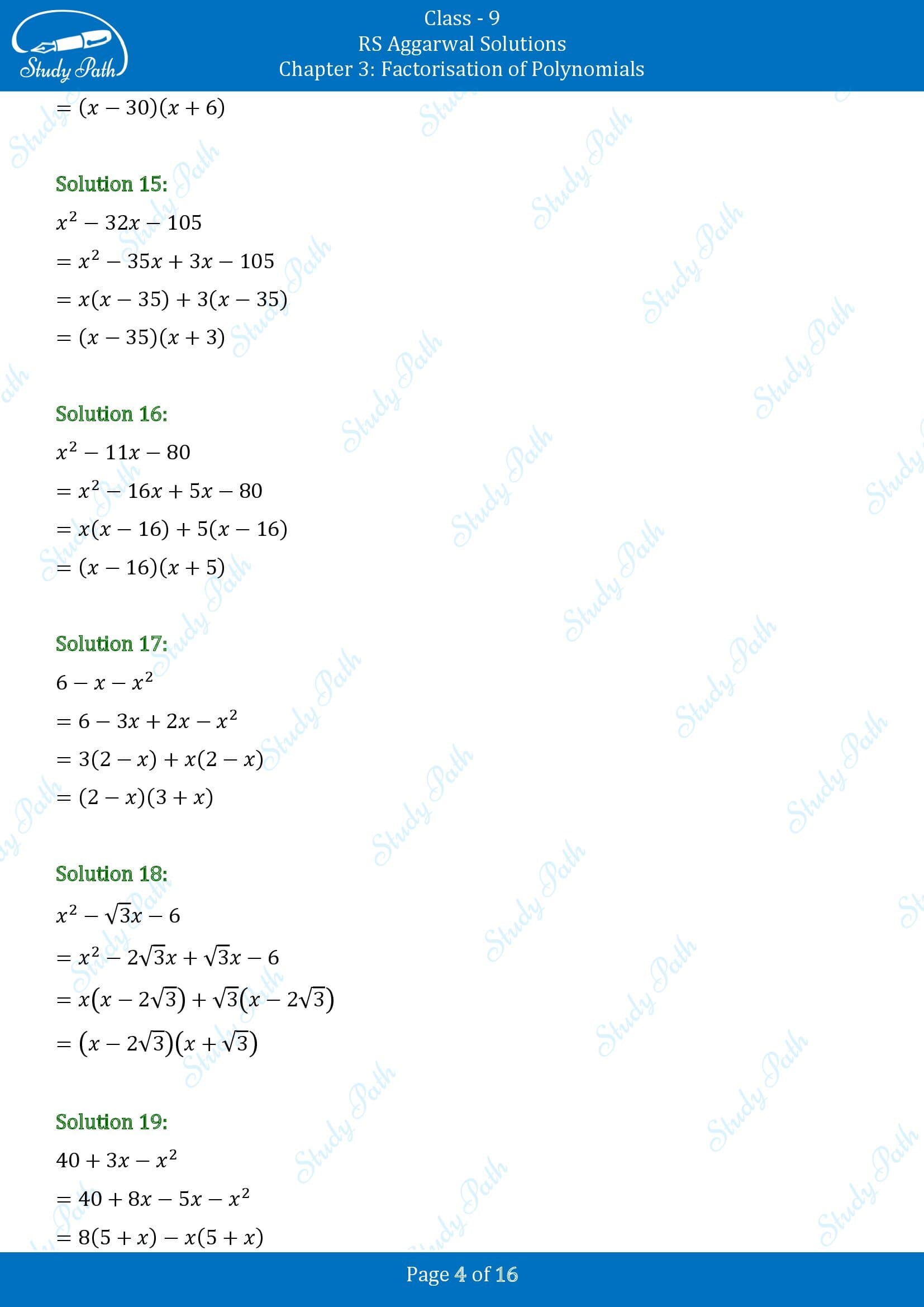 RS Aggarwal Solutions Class 9 Chapter 3 Factorisation of Polynomials Exercise 3C 00004