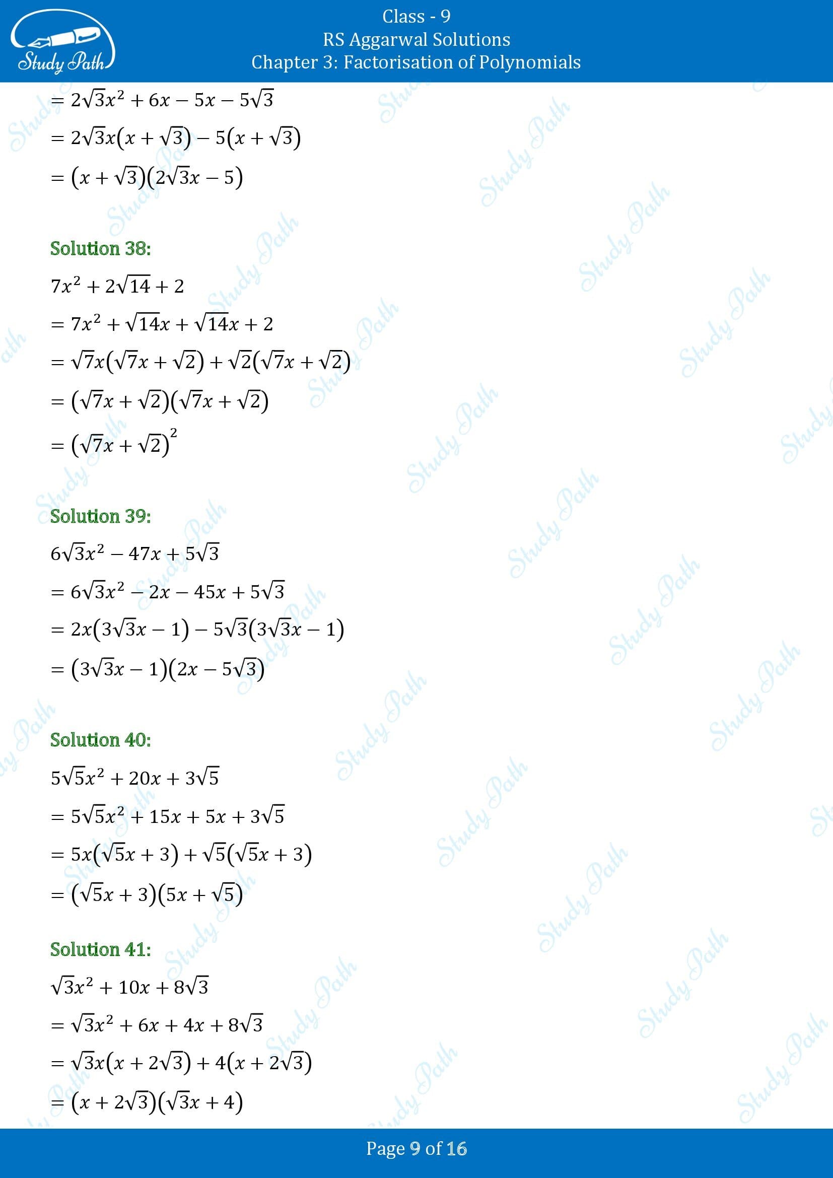 RS Aggarwal Solutions Class 9 Chapter 3 Factorisation of Polynomials Exercise 3C 00009