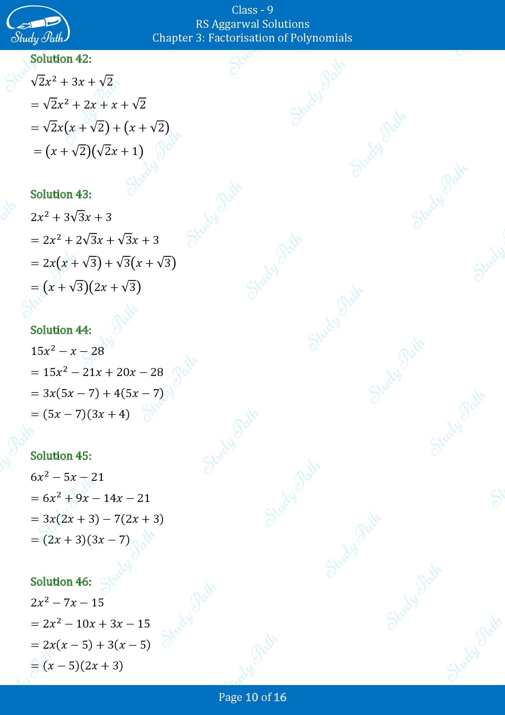 RS Aggarwal Solutions Class 9 Chapter 3 Factorisation of Polynomials Exercise 3C 00010