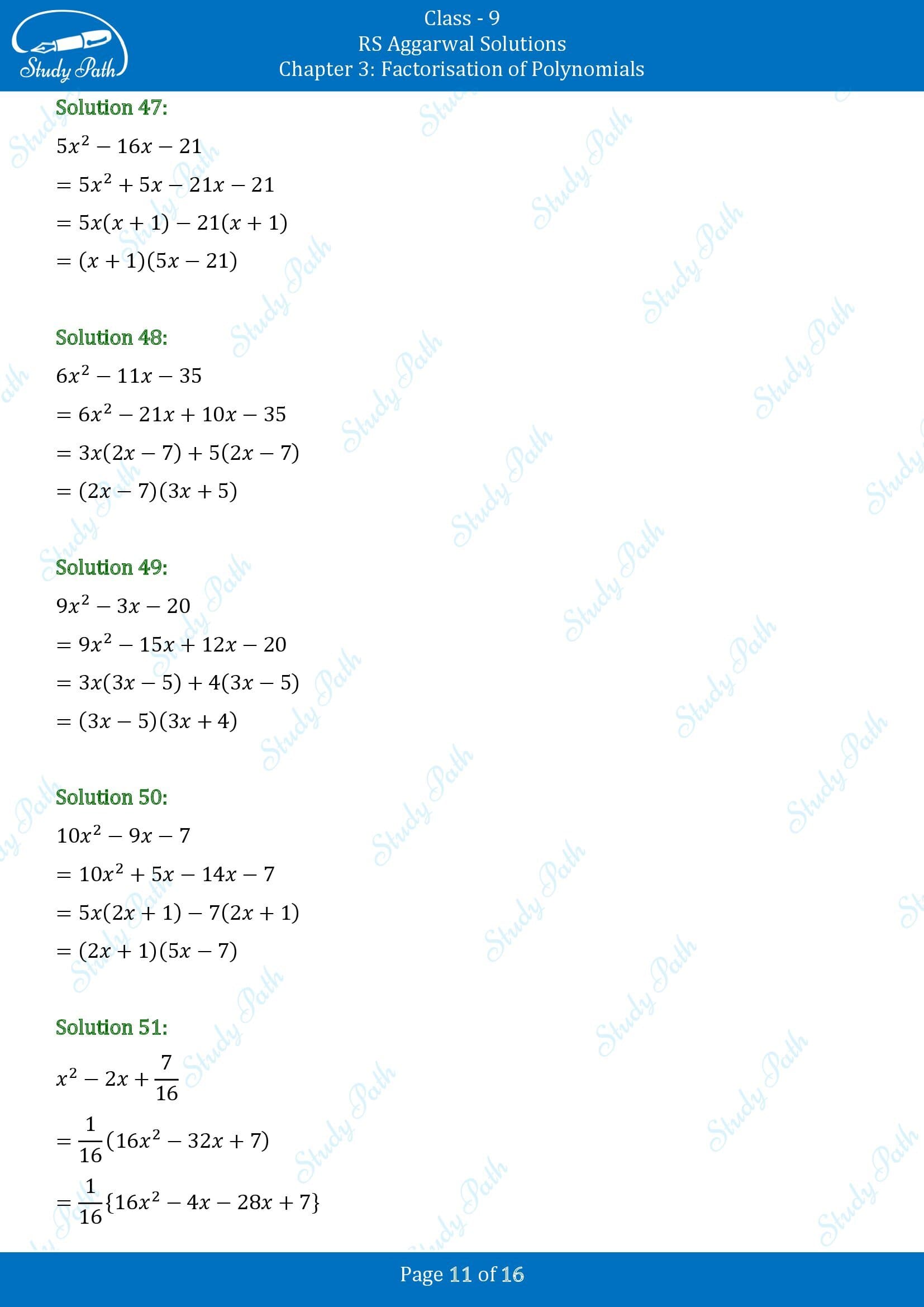 RS Aggarwal Solutions Class 9 Chapter 3 Factorisation of Polynomials Exercise 3C 00011