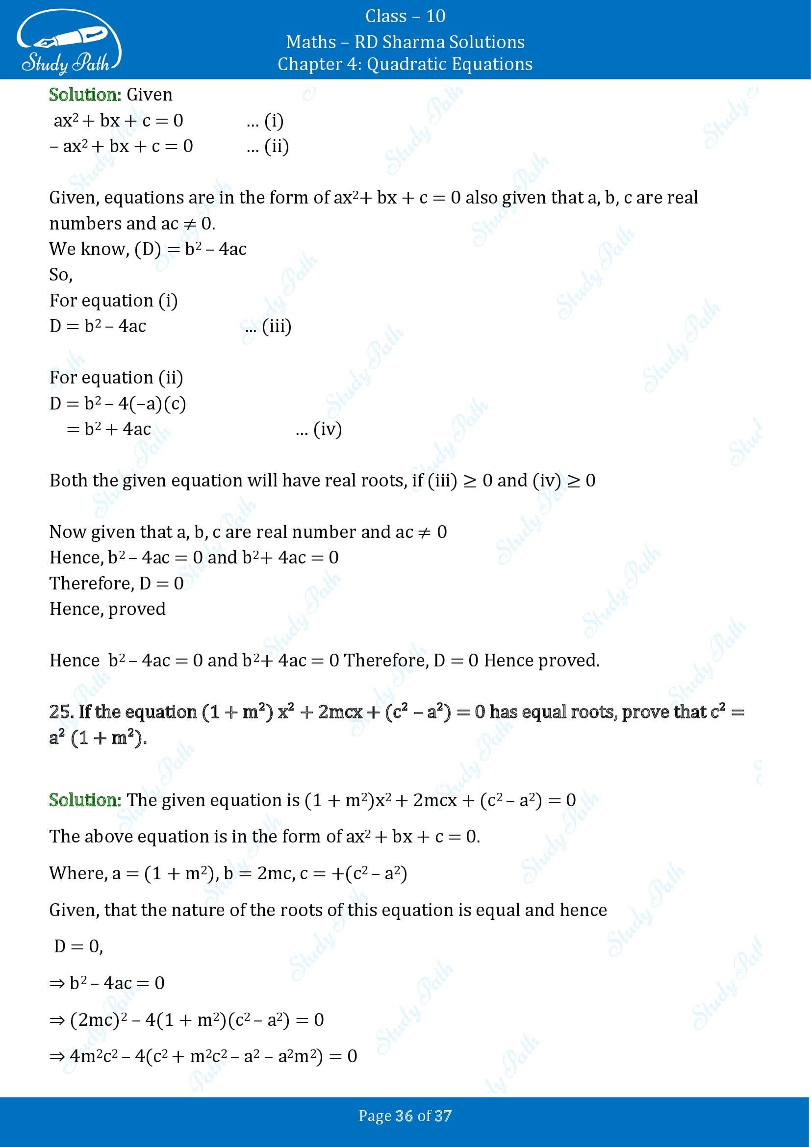 RD Sharma Solutions Class 10 Chapter 4 Quadratic Equations Exercise 4.6 00036