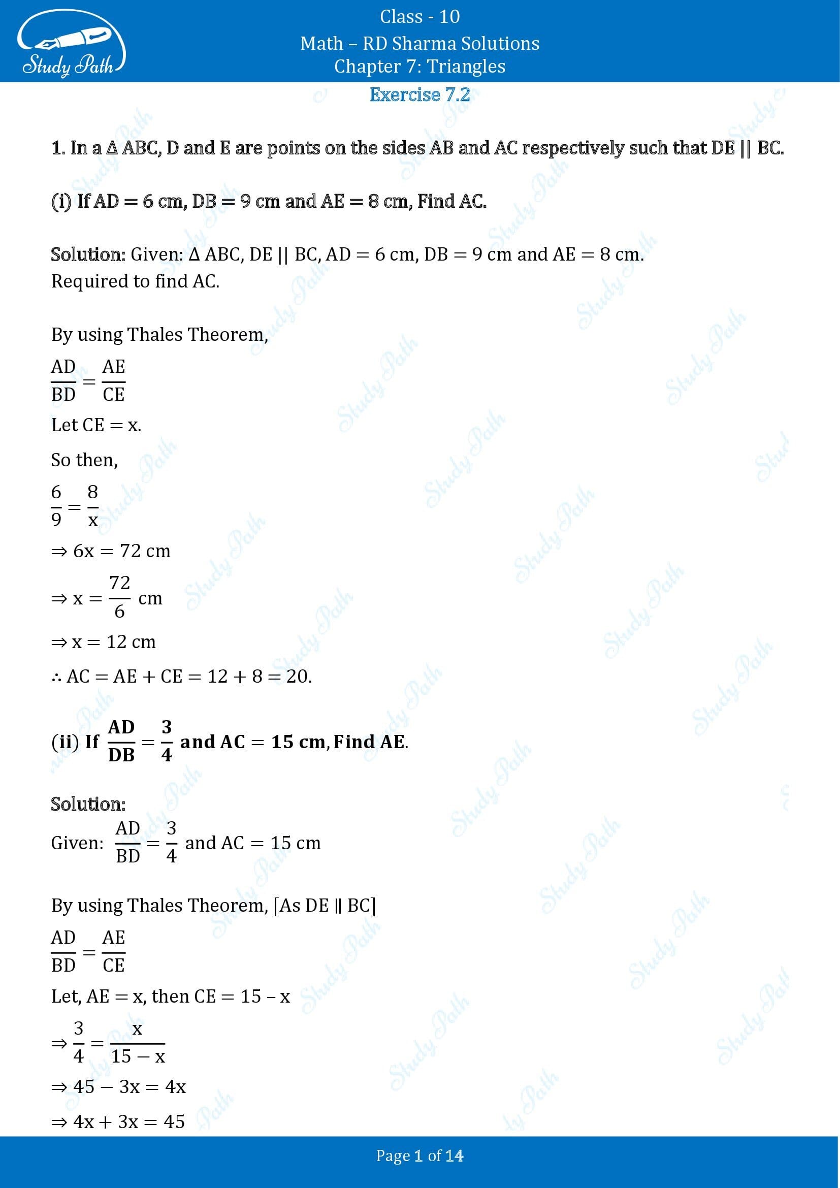 RD Sharma Solutions Class 10 Chapter 7 Triangles Exercise 7.2 00001