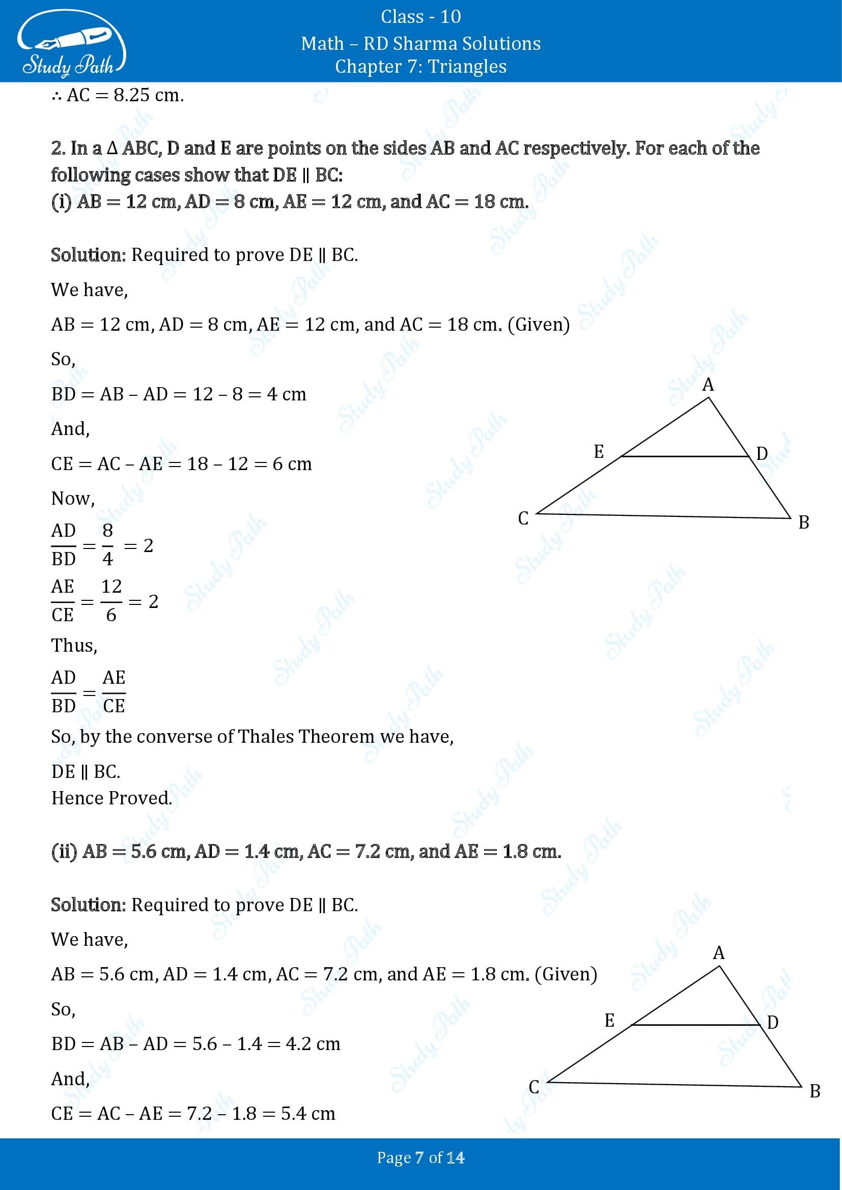 RD Sharma Solutions Class 10 Chapter 7 Triangles Exercise 7.2 00007