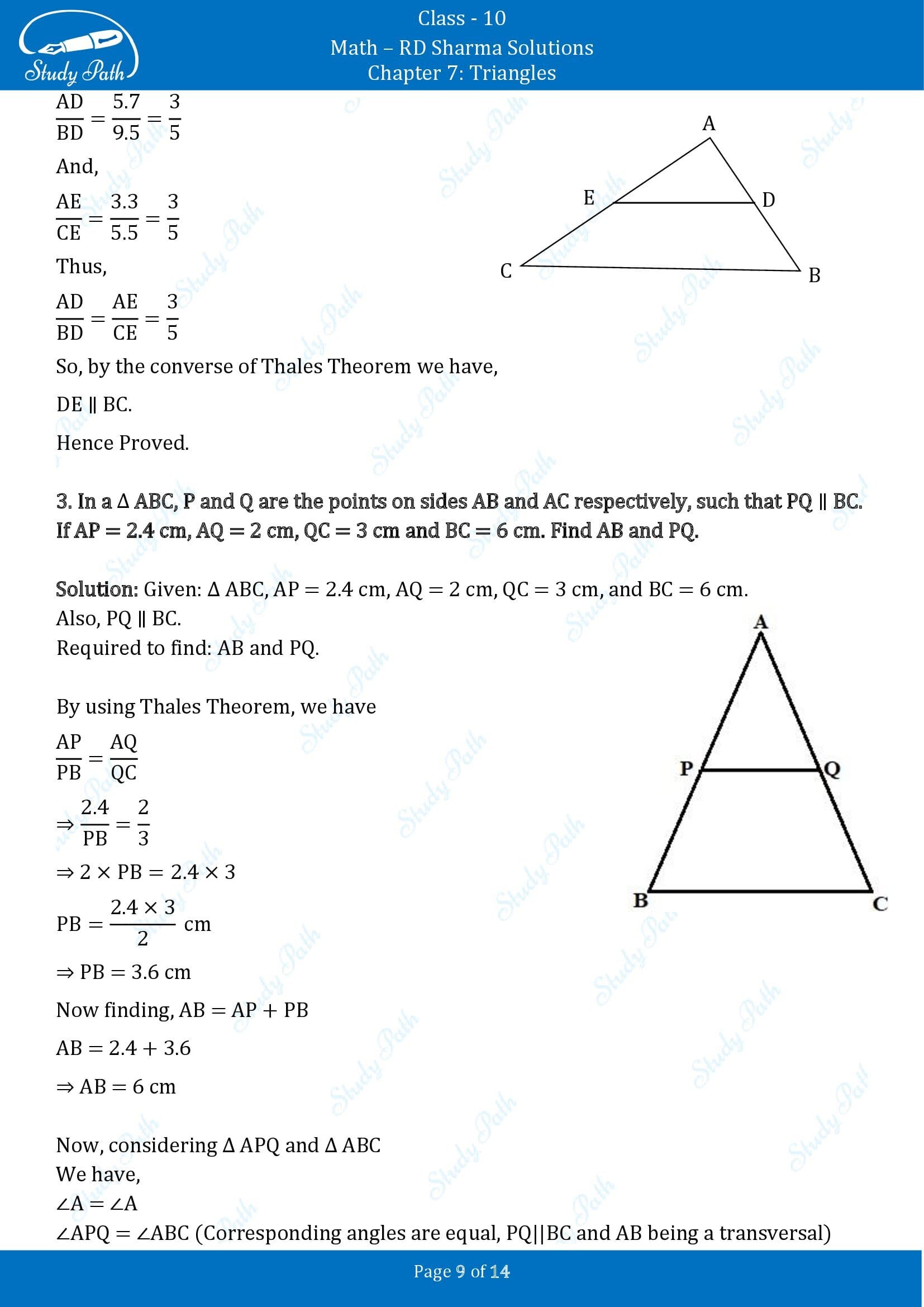 RD Sharma Solutions Class 10 Chapter 7 Triangles Exercise 7.2 00009