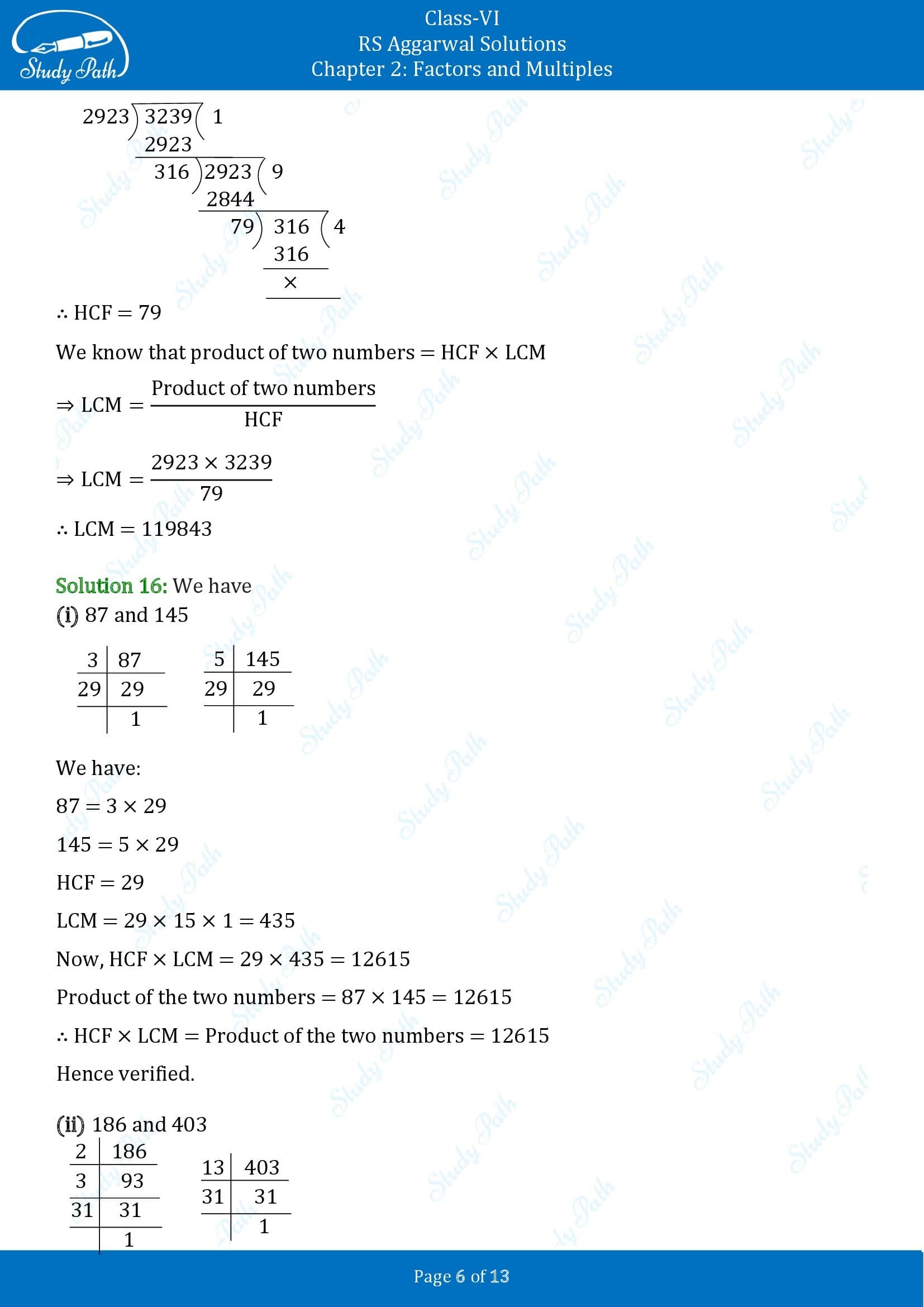 RS Aggarwal Solutions Class 6 Chapter 2 Factors and Multiples Exercise 2E 00006