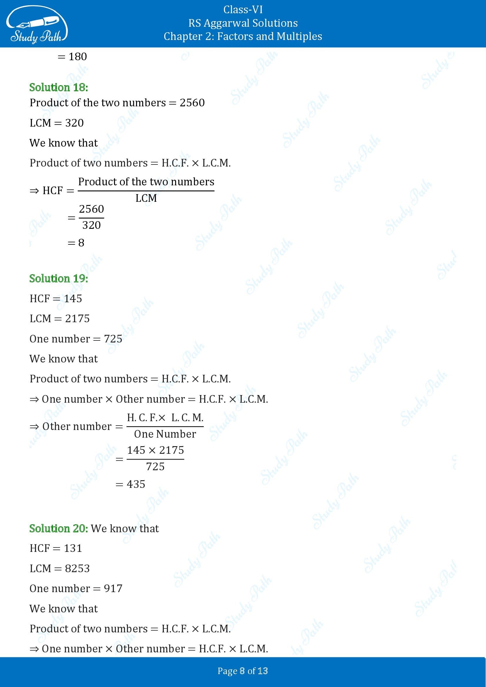 RS Aggarwal Solutions Class 6 Chapter 2 Factors and Multiples Exercise 2E 00008