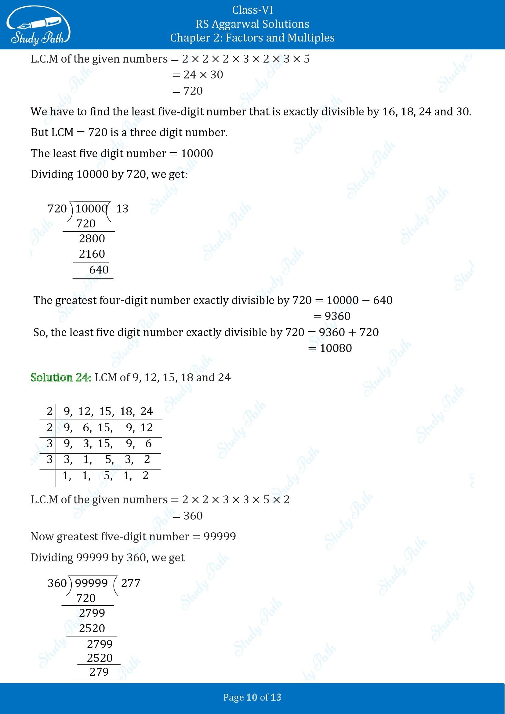 RS Aggarwal Solutions Class 6 Chapter 2 Factors and Multiples Exercise 2E 00010