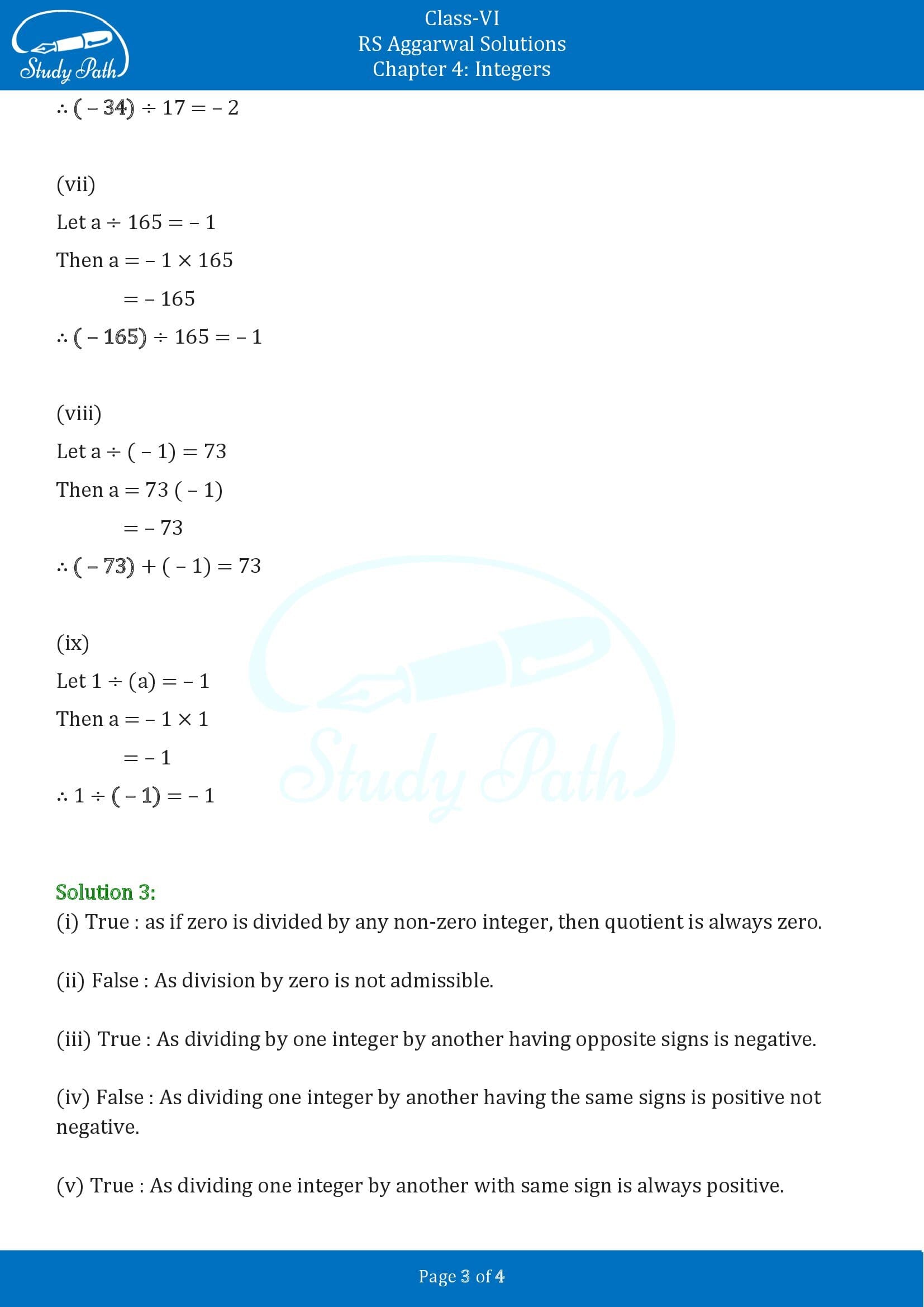 RS Aggarwal Solutions Class 6 Chapter 4 Integers Exercise 4E 00003