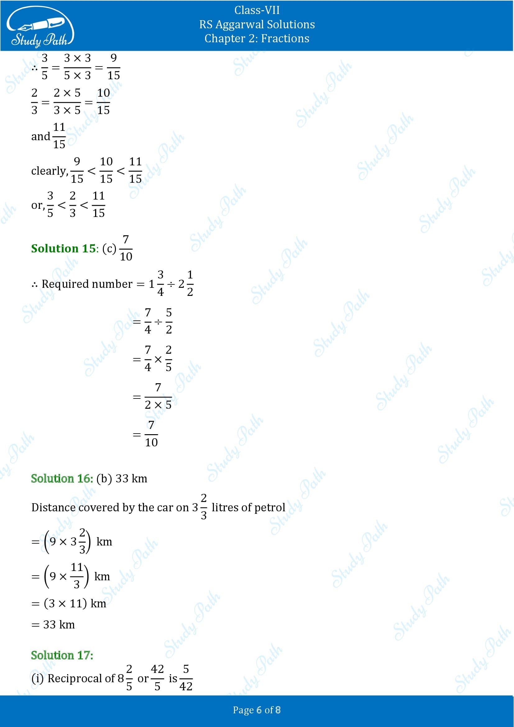 RS Aggarwal Solutions Class 7 Chapter 2 Fractions Test Paper 00006