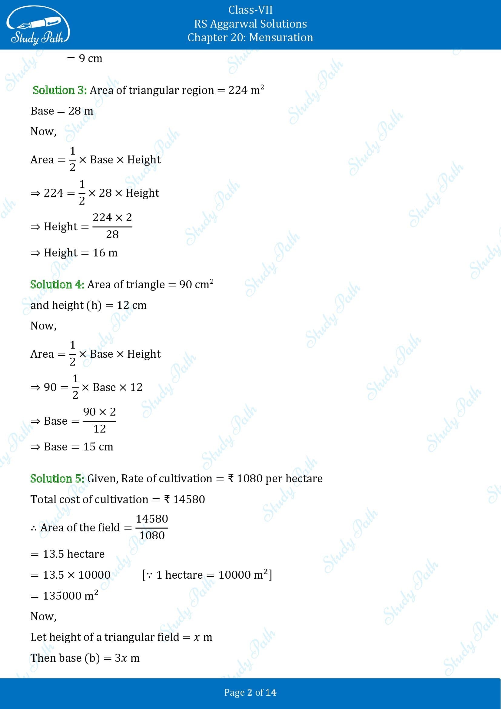 RS Aggarwal Solutions Class 7 Chapter 20 Mensuration Exercise 20D 00002