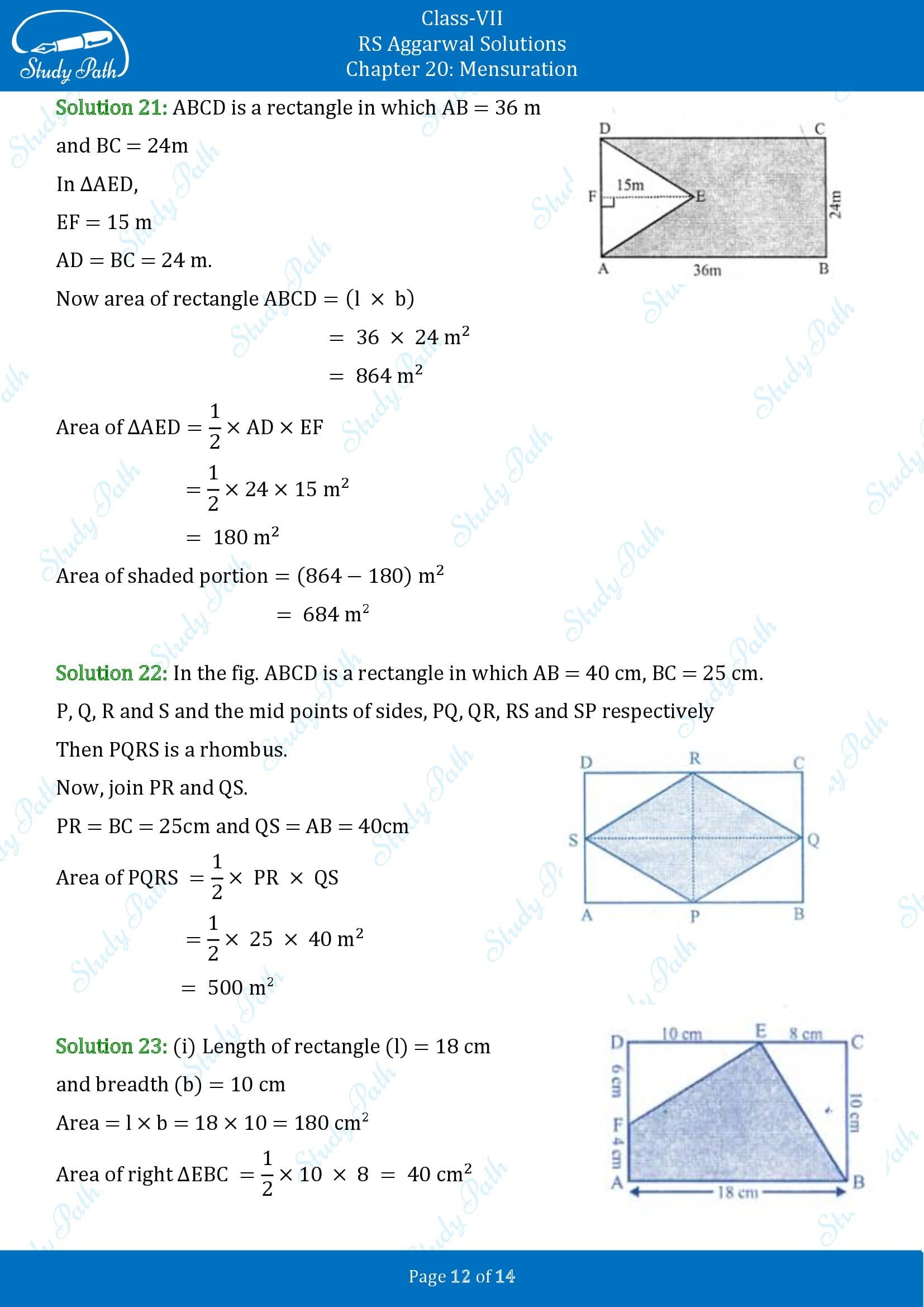 RS Aggarwal Solutions Class 7 Chapter 20 Mensuration Exercise 20D 00012