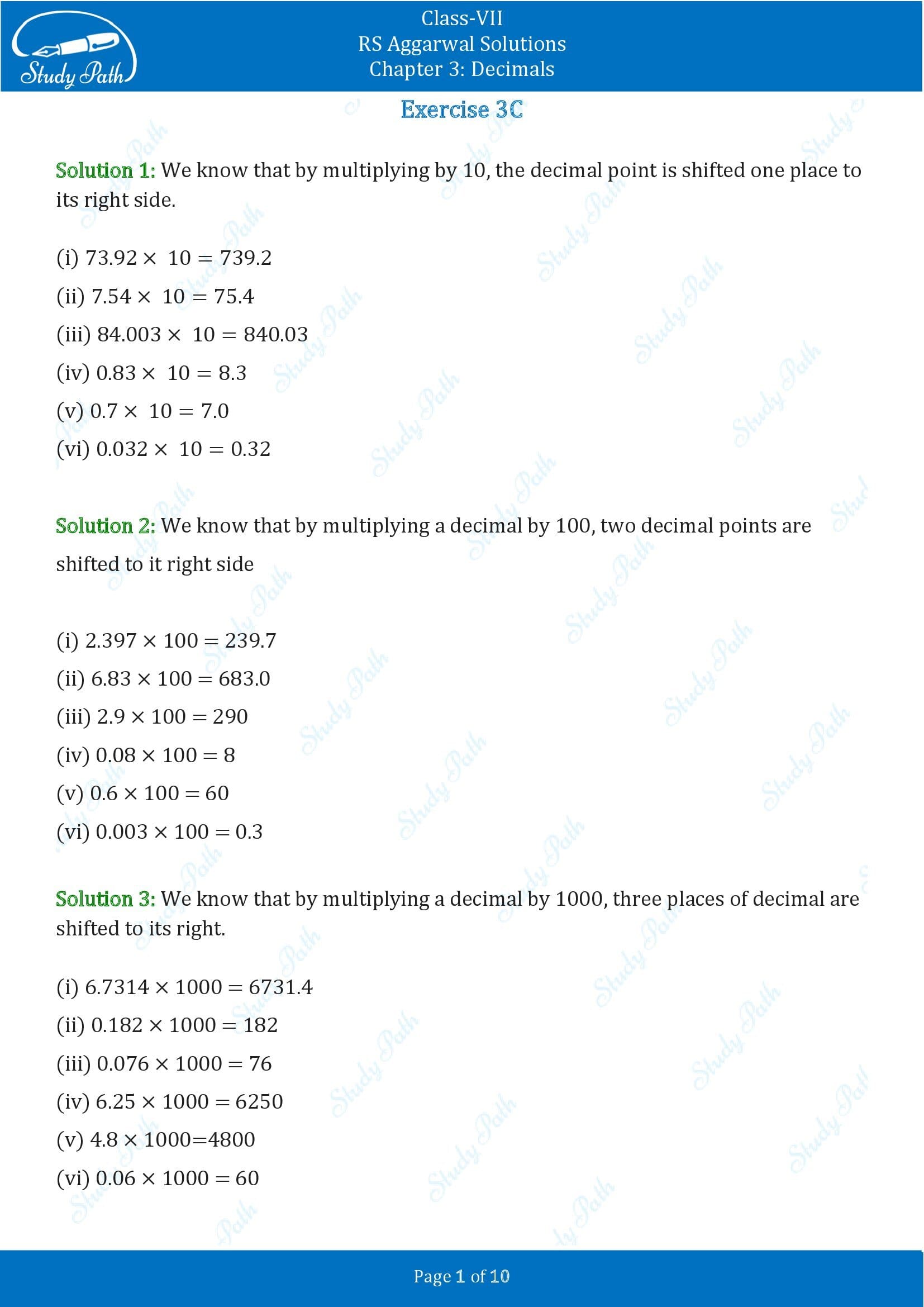 RS Aggarwal Solutions Class 7 Chapter 3 Decimals Exercise 3C 00001