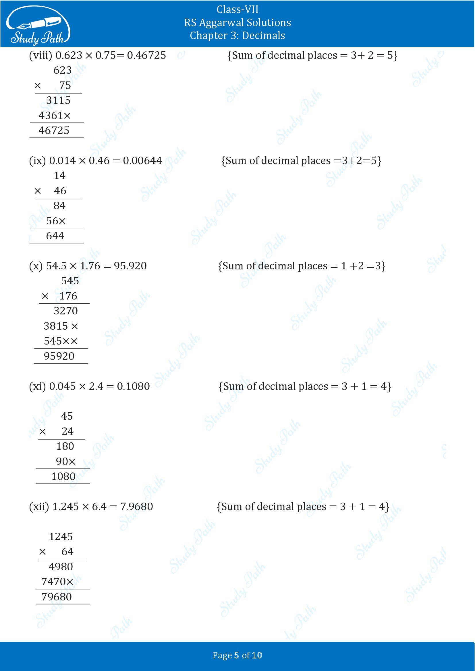 RS Aggarwal Solutions Class 7 Chapter 3 Decimals Exercise 3C 00005