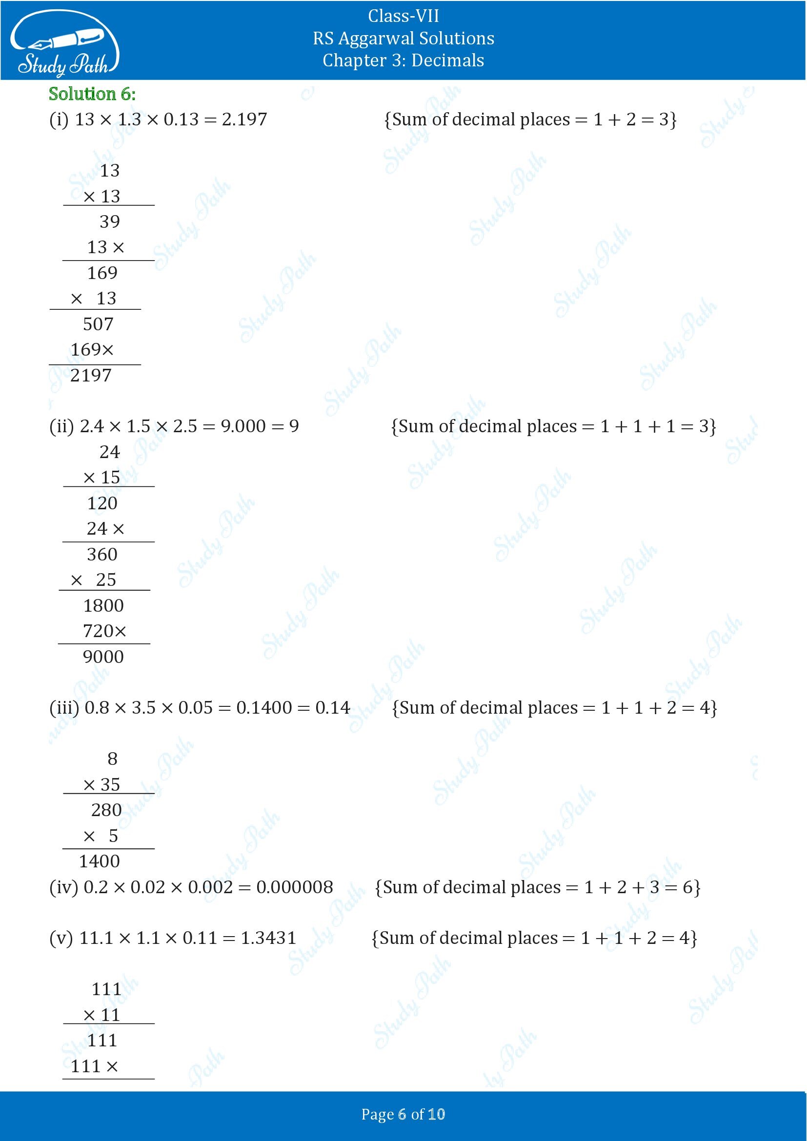 RS Aggarwal Solutions Class 7 Chapter 3 Decimals Exercise 3C 00006