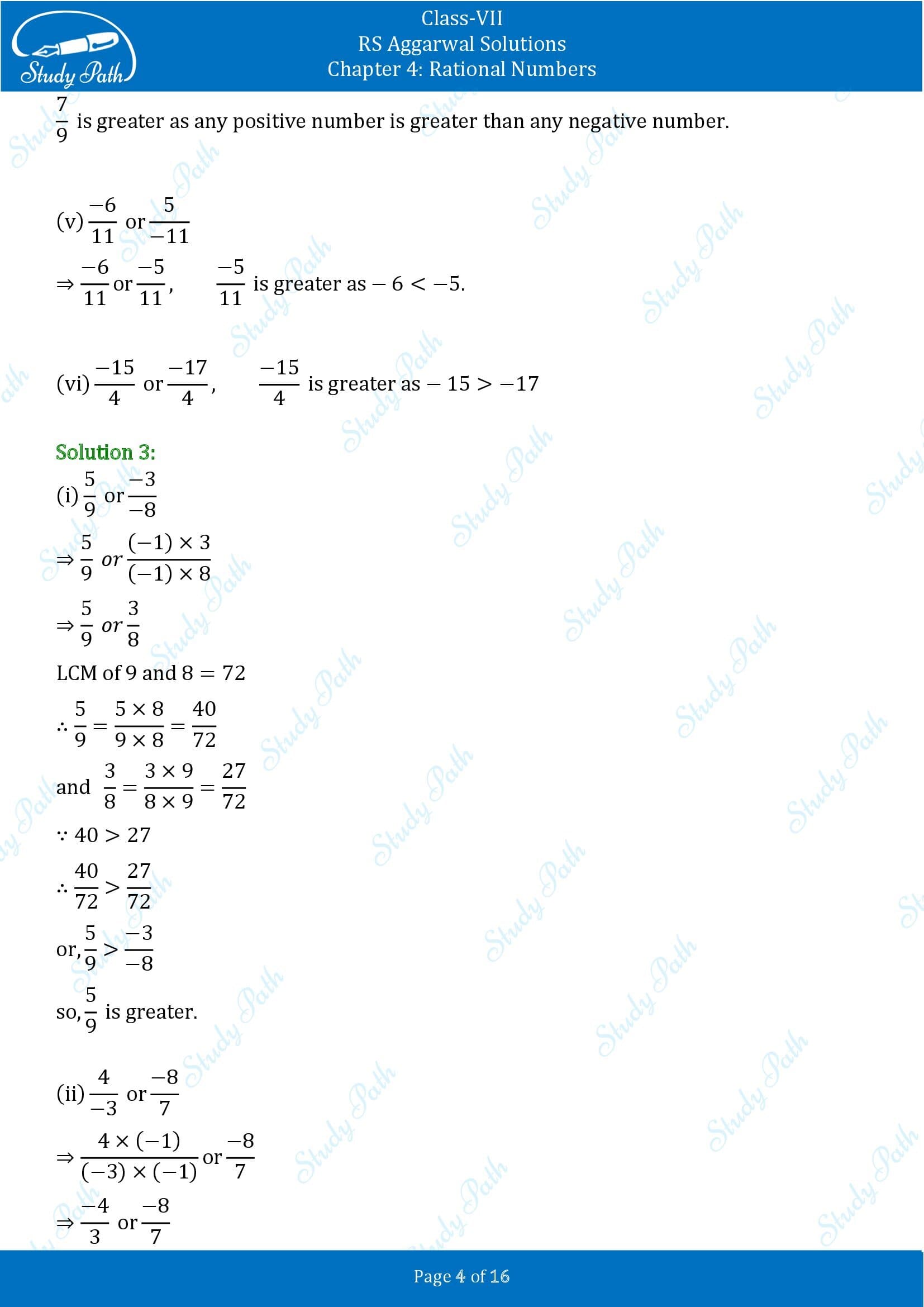 RS Aggarwal Solutions Class 7 Chapter 4 Rational Numbers Exercise 4B 00004