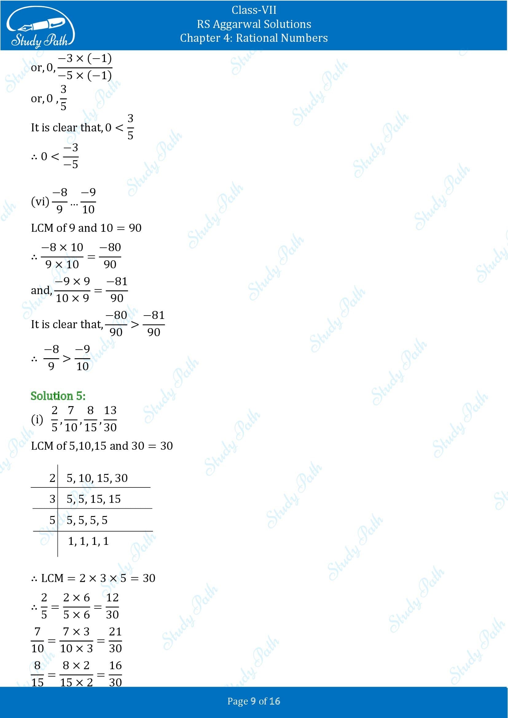 RS Aggarwal Solutions Class 7 Chapter 4 Rational Numbers Exercise 4B 00009