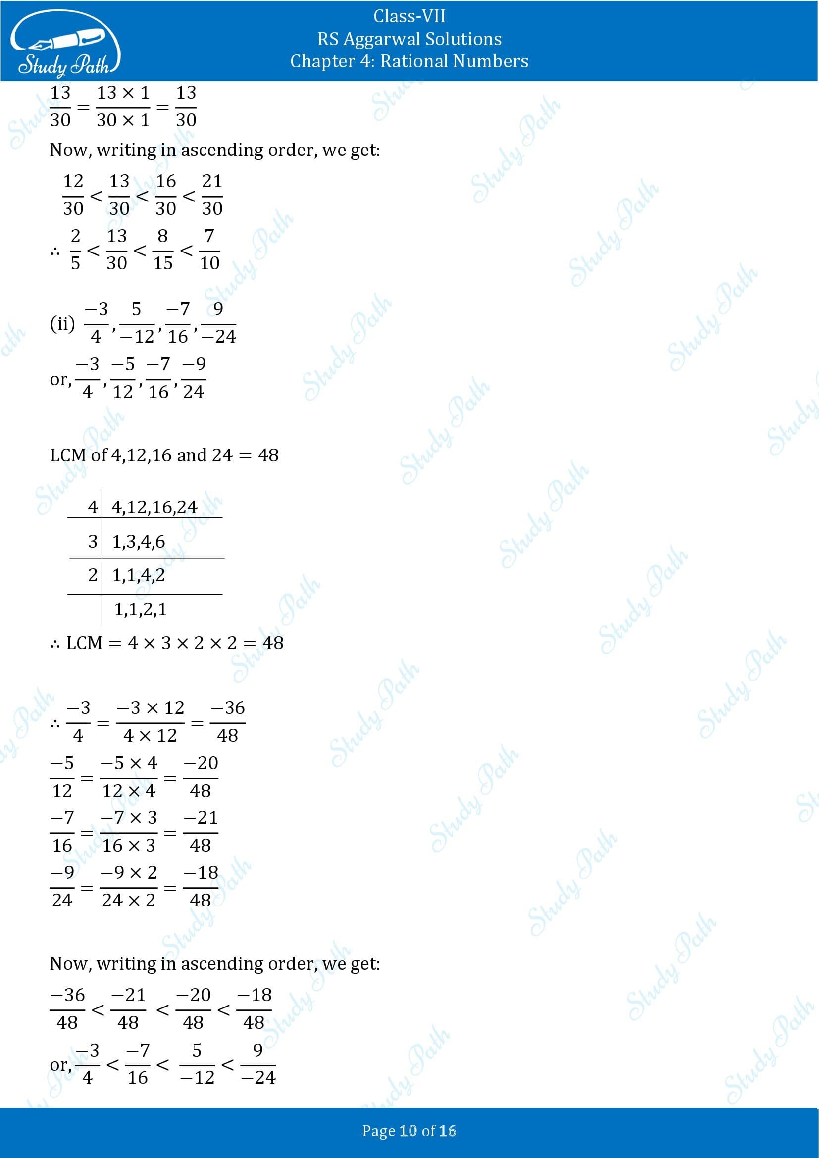 RS Aggarwal Solutions Class 7 Chapter 4 Rational Numbers Exercise 4B 00010