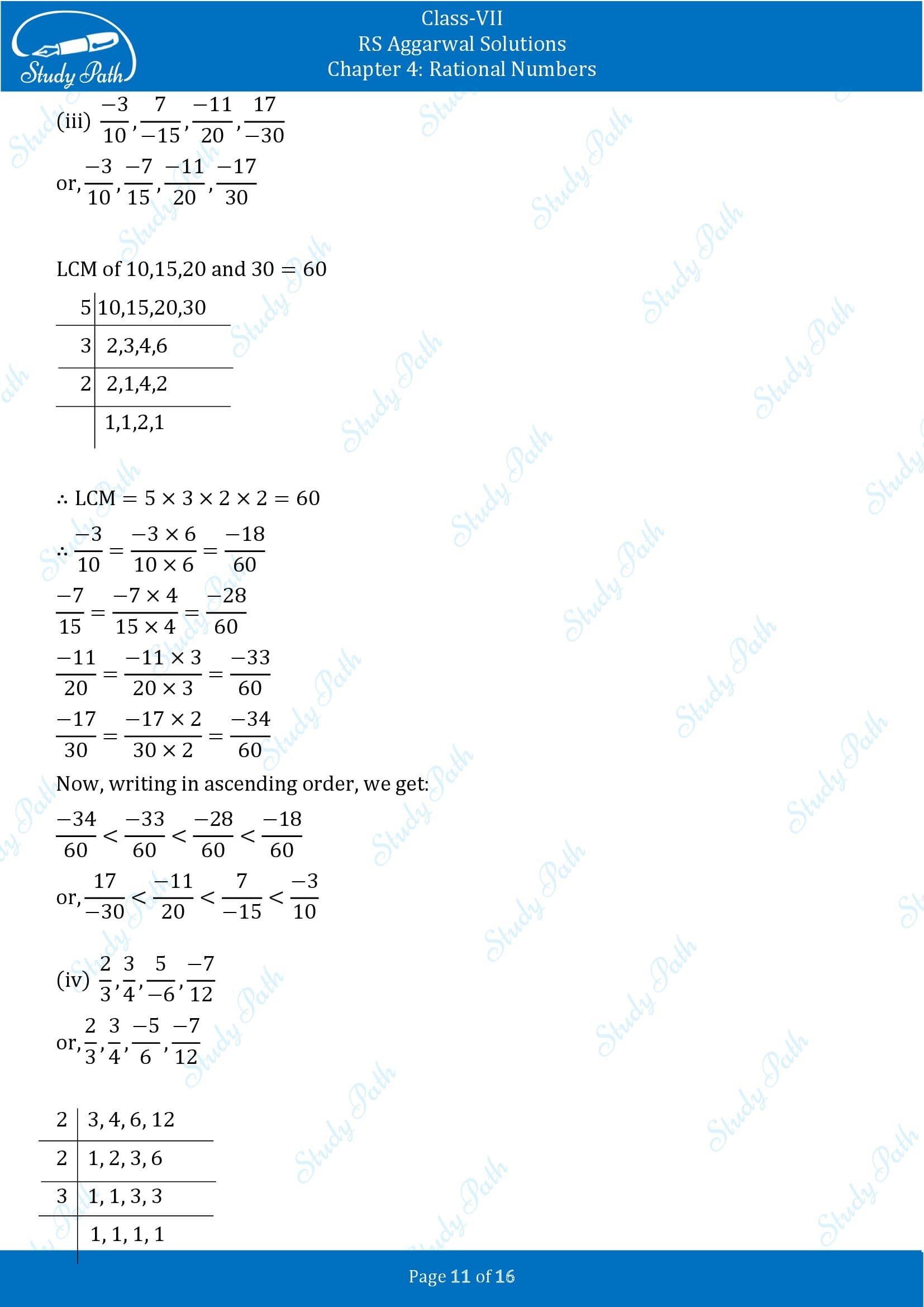 RS Aggarwal Solutions Class 7 Chapter 4 Rational Numbers Exercise 4B 00011