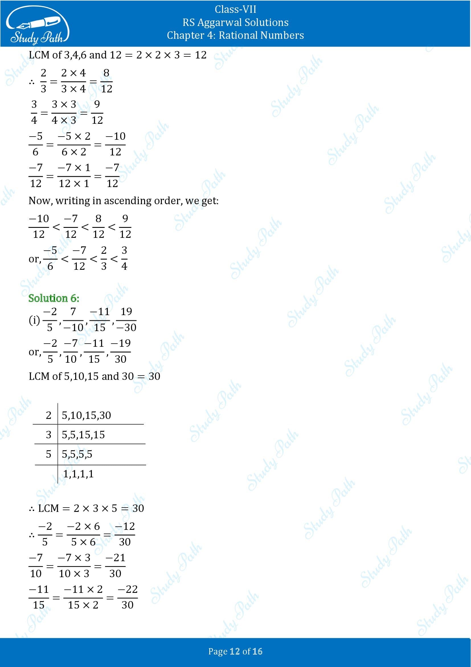 RS Aggarwal Solutions Class 7 Chapter 4 Rational Numbers Exercise 4B 00012