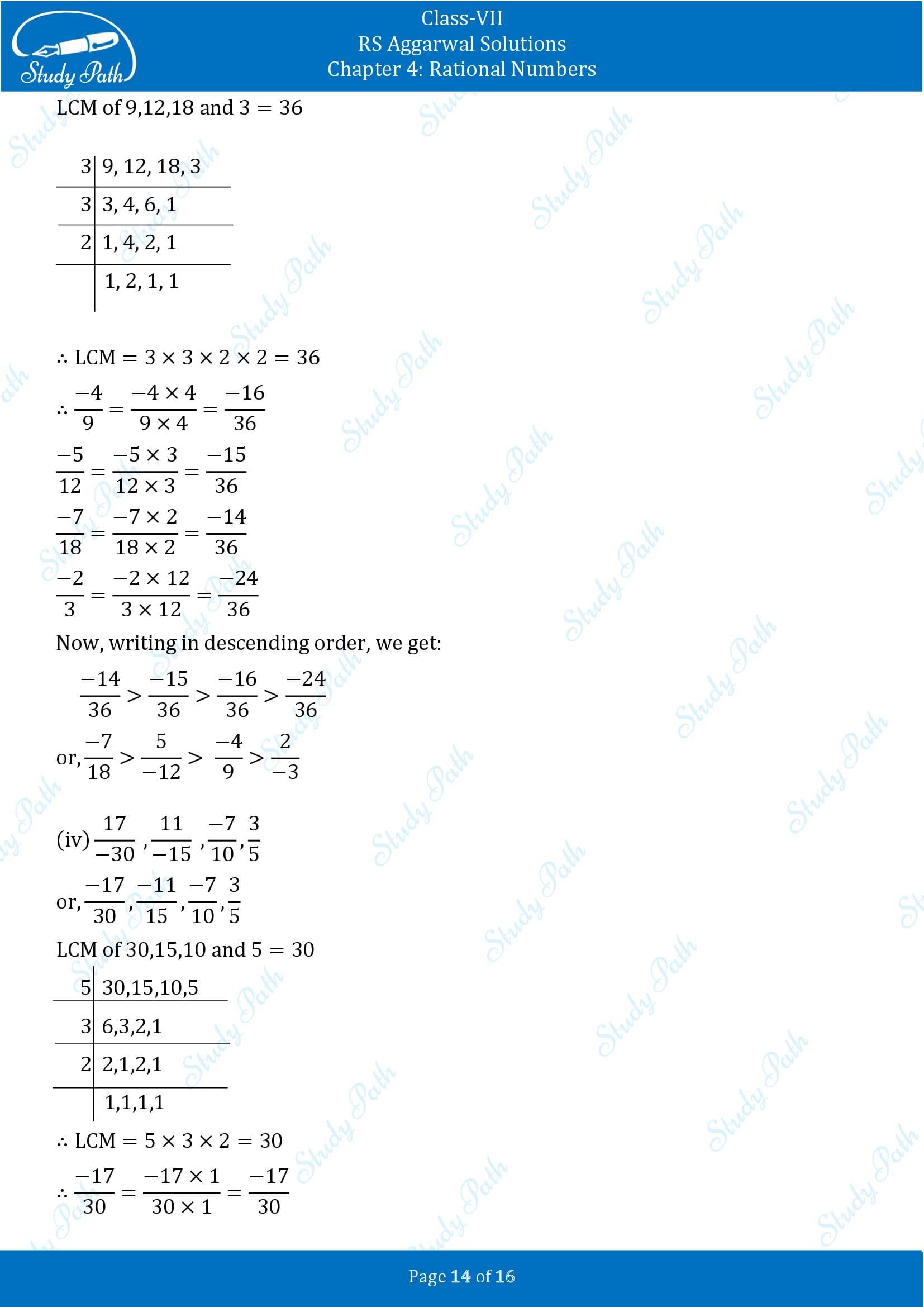 RS Aggarwal Solutions Class 7 Chapter 4 Rational Numbers Exercise 4B 00014