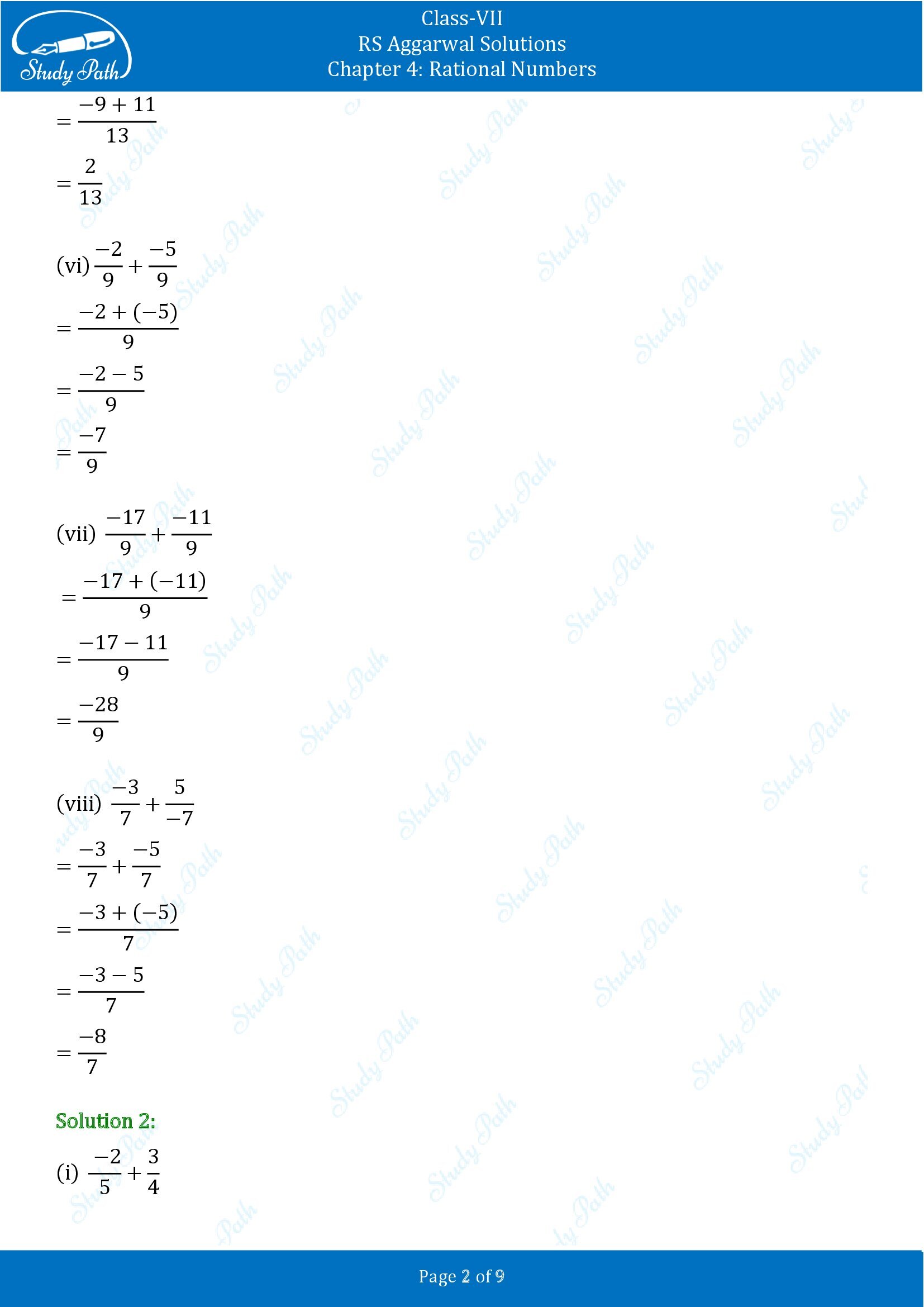 RS Aggarwal Solutions Class 7 Chapter 4 Rational Numbers Exercise 4C 00002