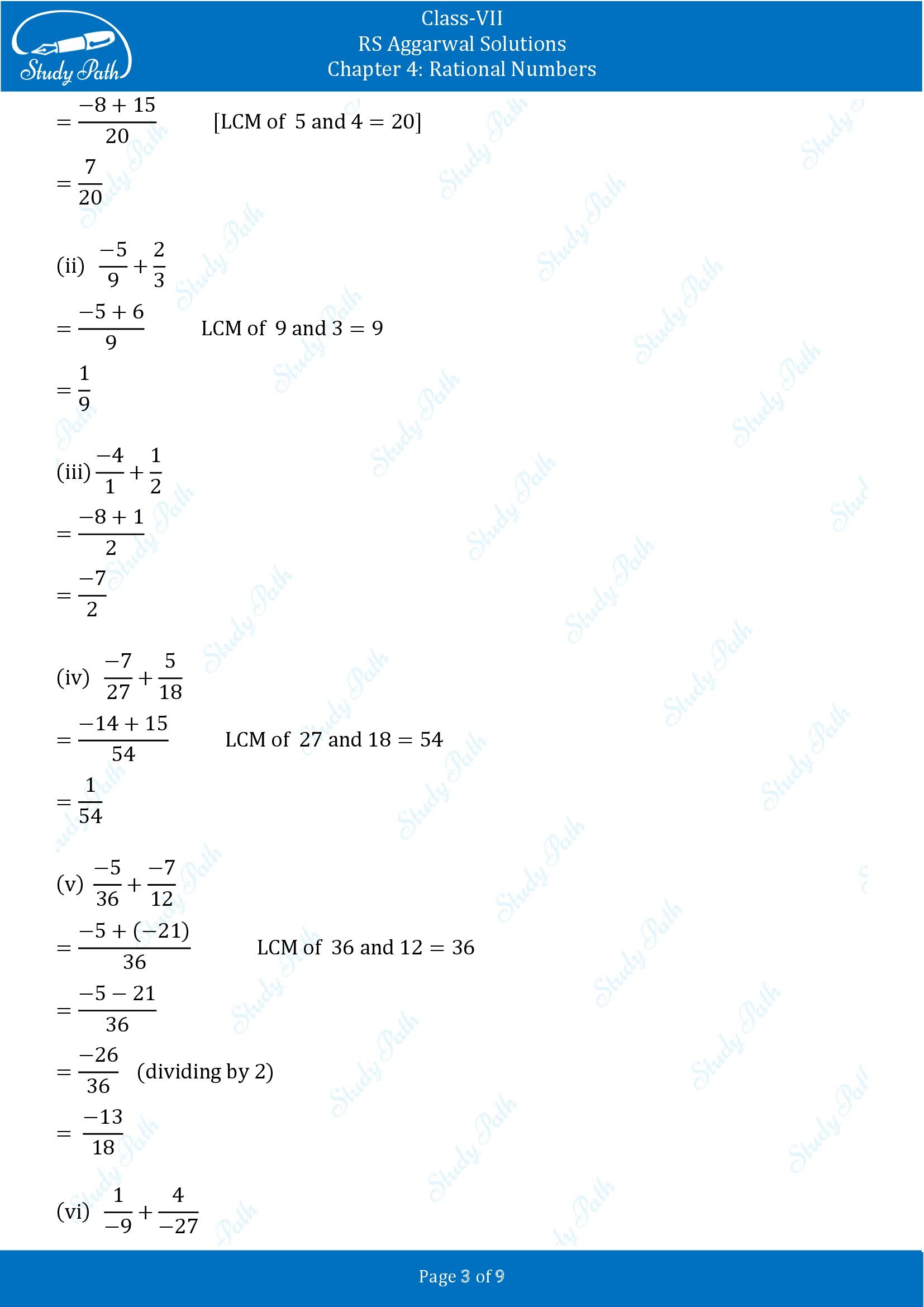 RS Aggarwal Solutions Class 7 Chapter 4 Rational Numbers Exercise 4C 00003