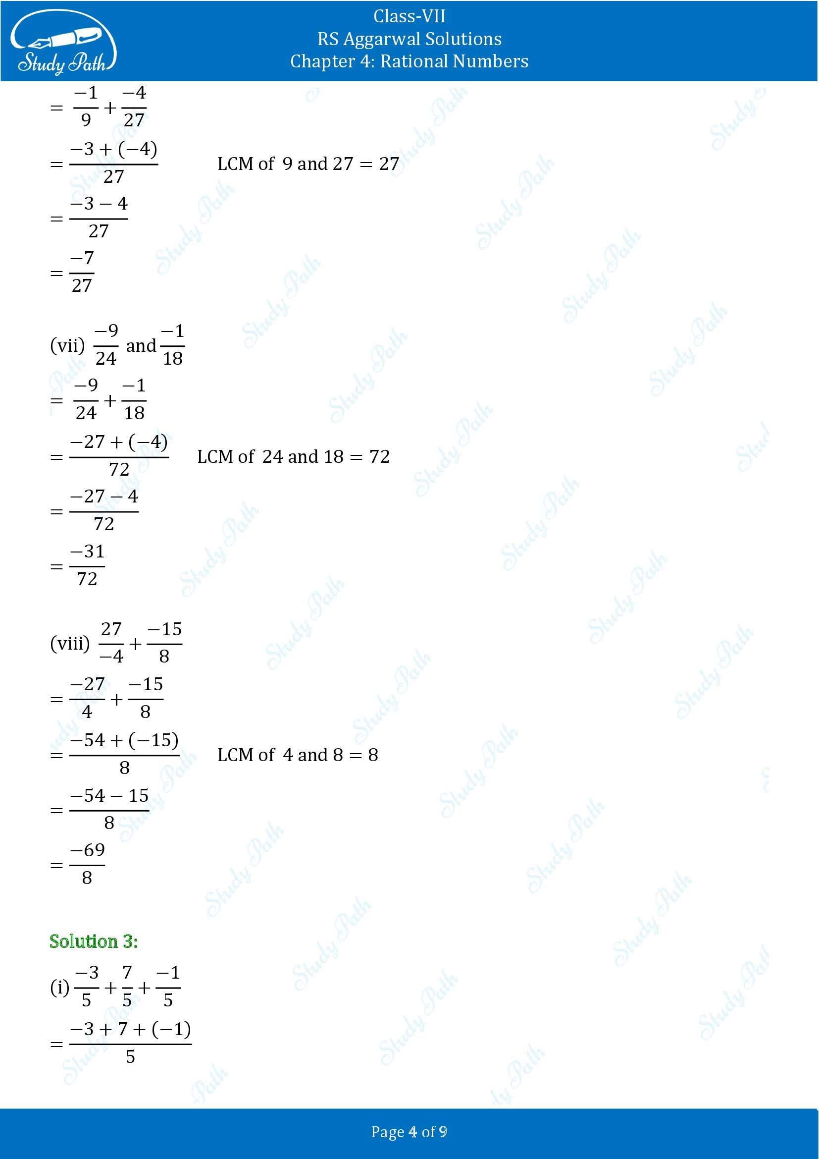 RS Aggarwal Solutions Class 7 Chapter 4 Rational Numbers Exercise 4C 00004