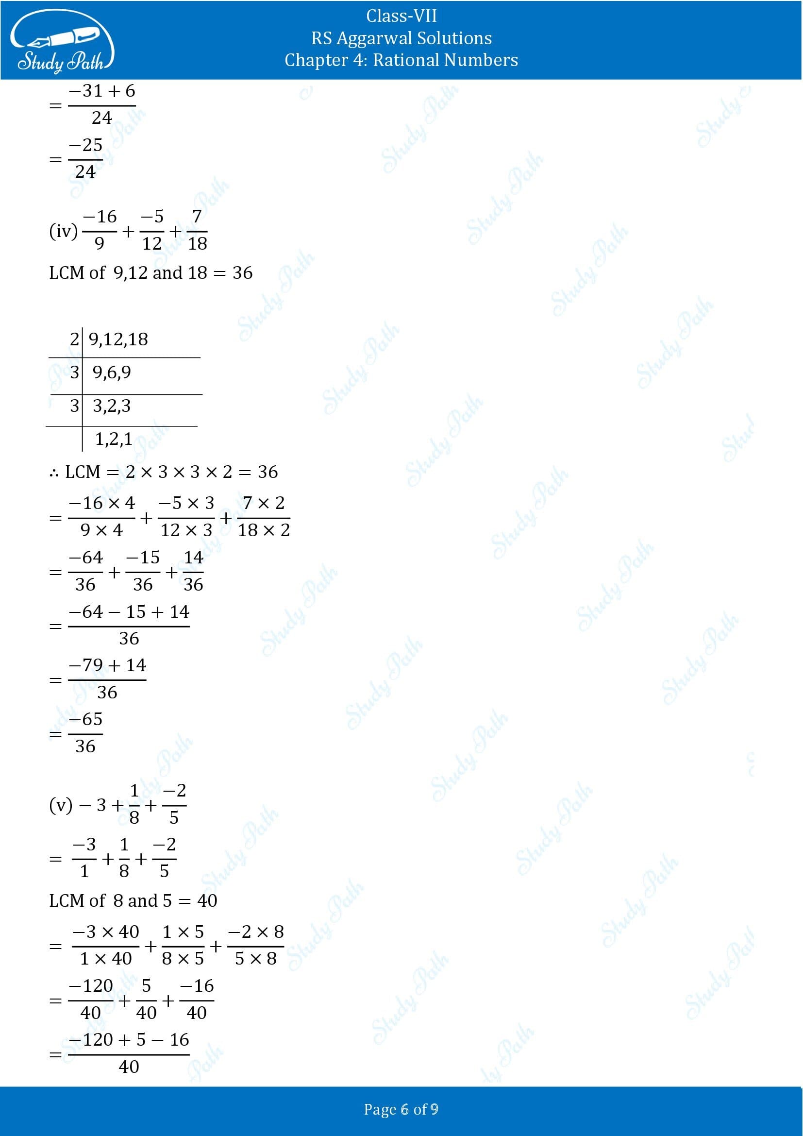 RS Aggarwal Solutions Class 7 Chapter 4 Rational Numbers Exercise 4C 00006