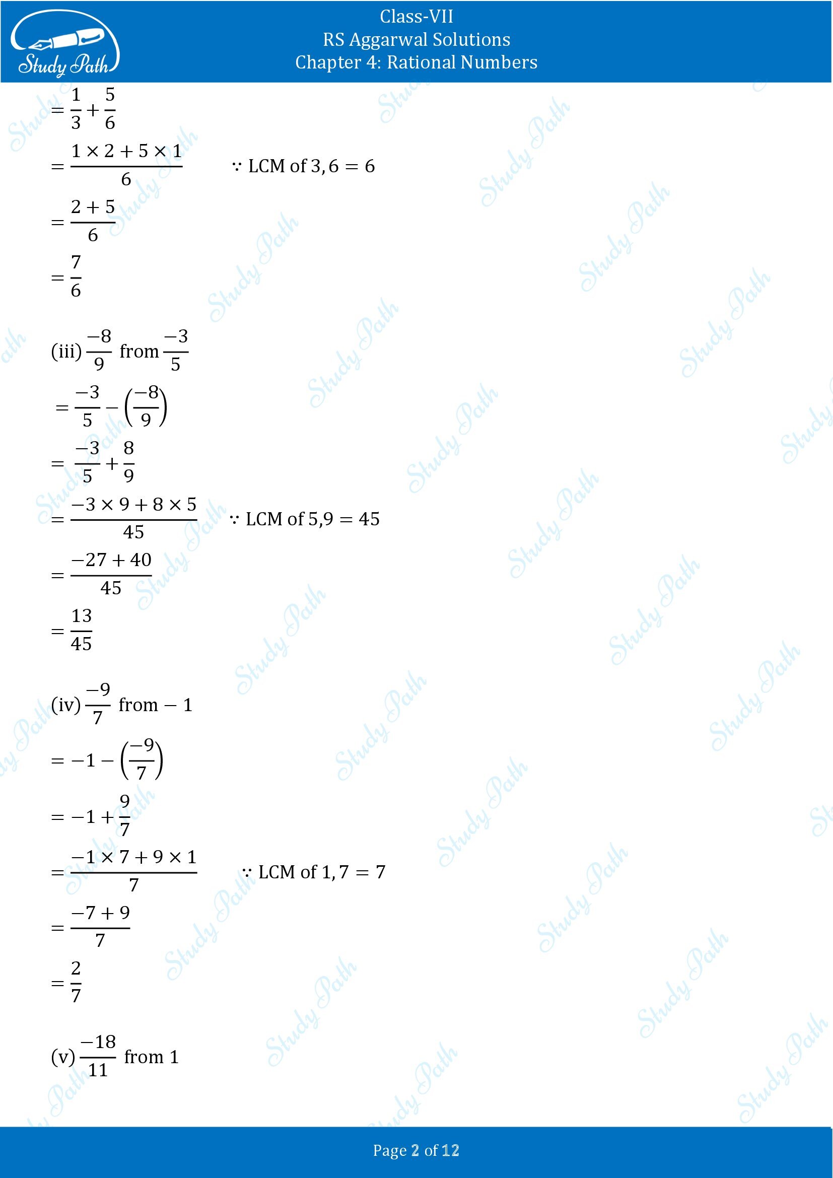 RS Aggarwal Solutions Class 7 Chapter 4 Rational Numbers Exercise 4D 00002