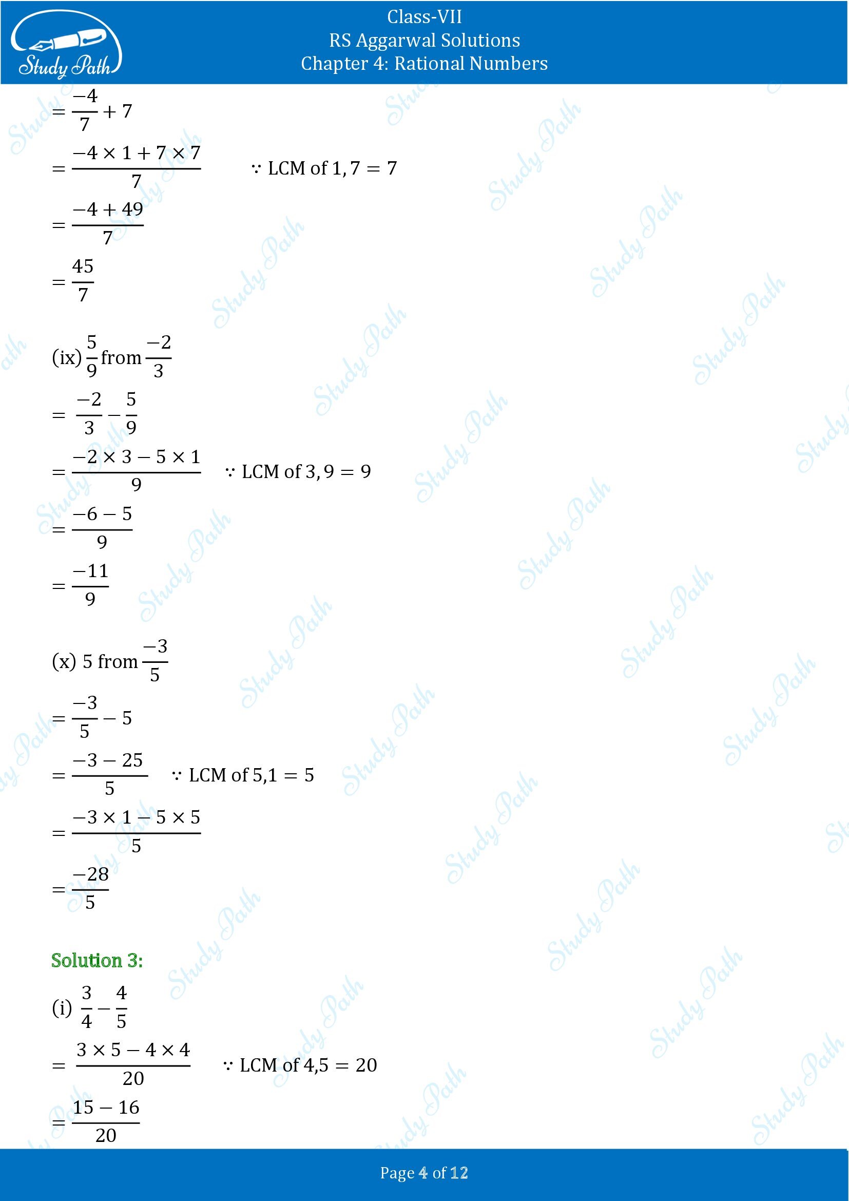 RS Aggarwal Solutions Class 7 Chapter 4 Rational Numbers Exercise 4D 00004