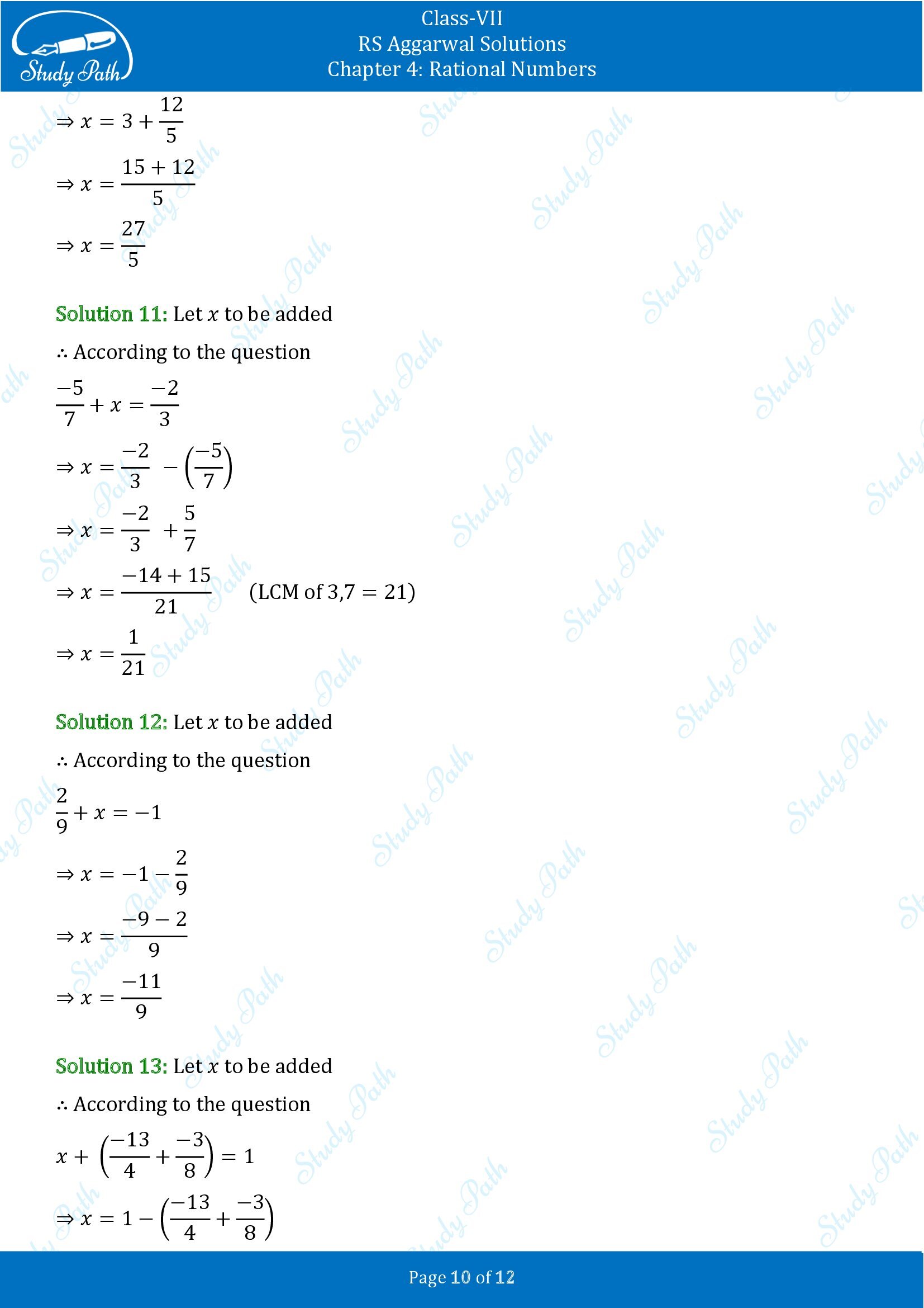 RS Aggarwal Solutions Class 7 Chapter 4 Rational Numbers Exercise 4D 00010