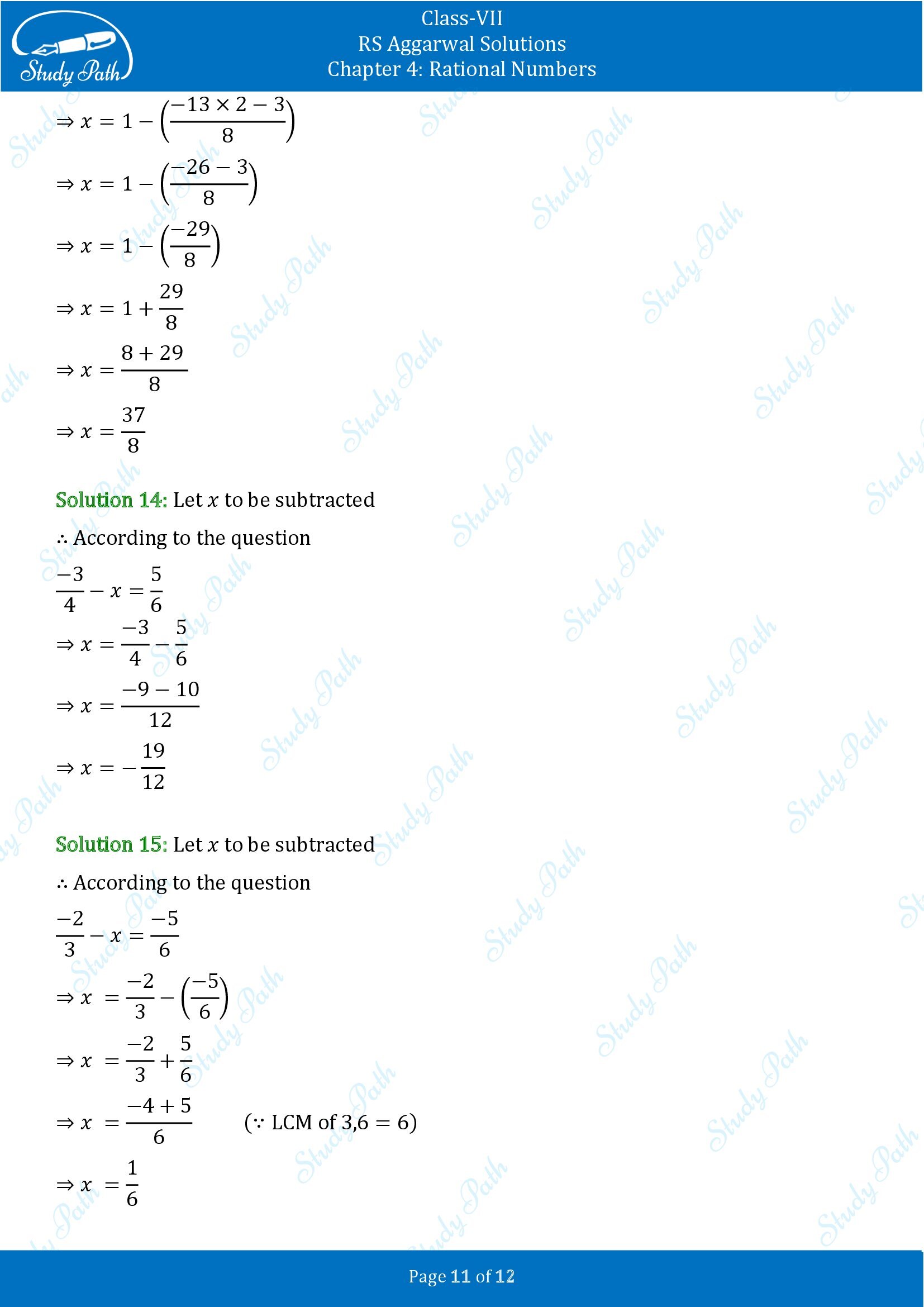 RS Aggarwal Solutions Class 7 Chapter 4 Rational Numbers Exercise 4D 00011