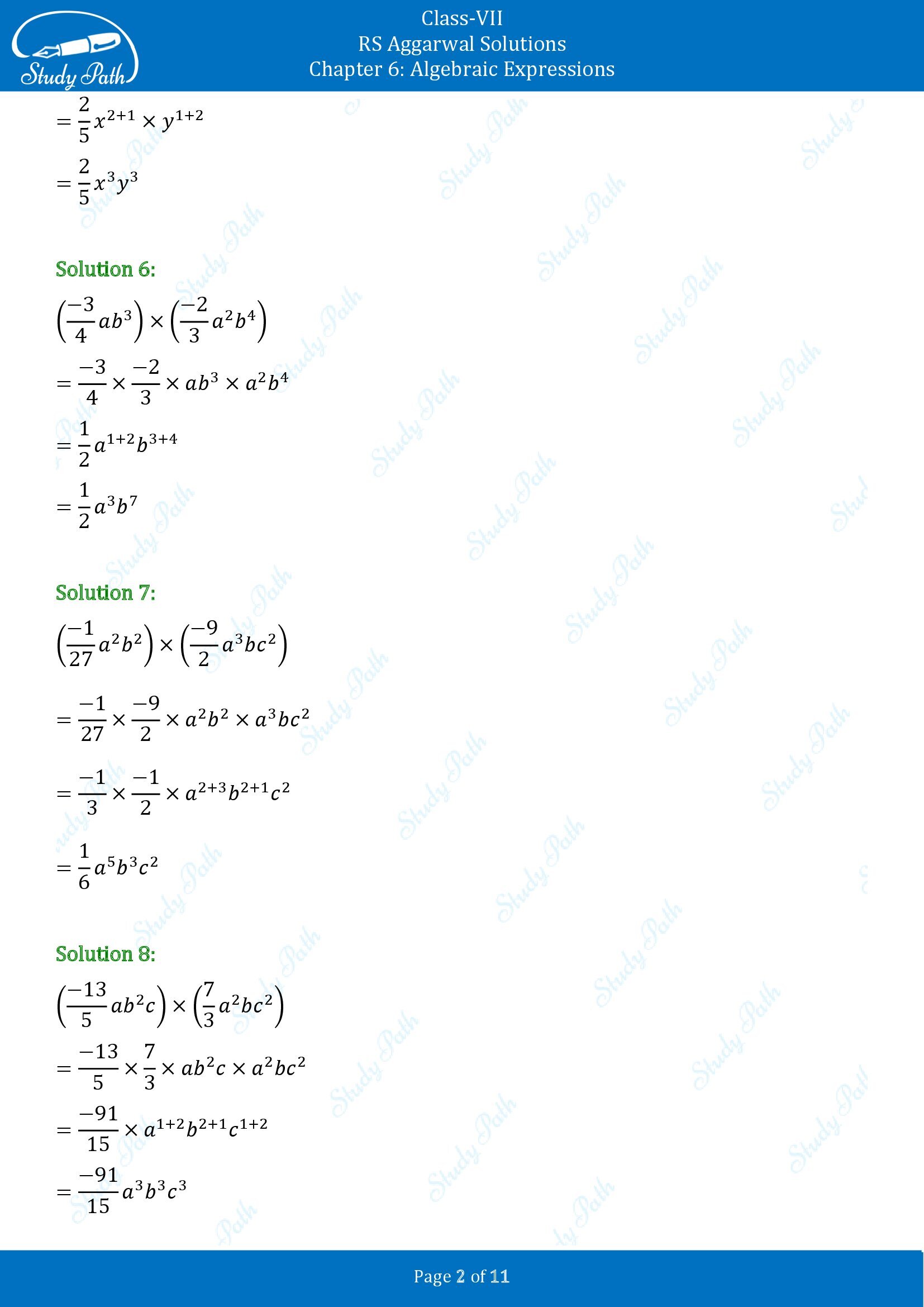 RS Aggarwal Solutions Class 7 Chapter 6 Algebraic Expresions Exercise 6B 00002