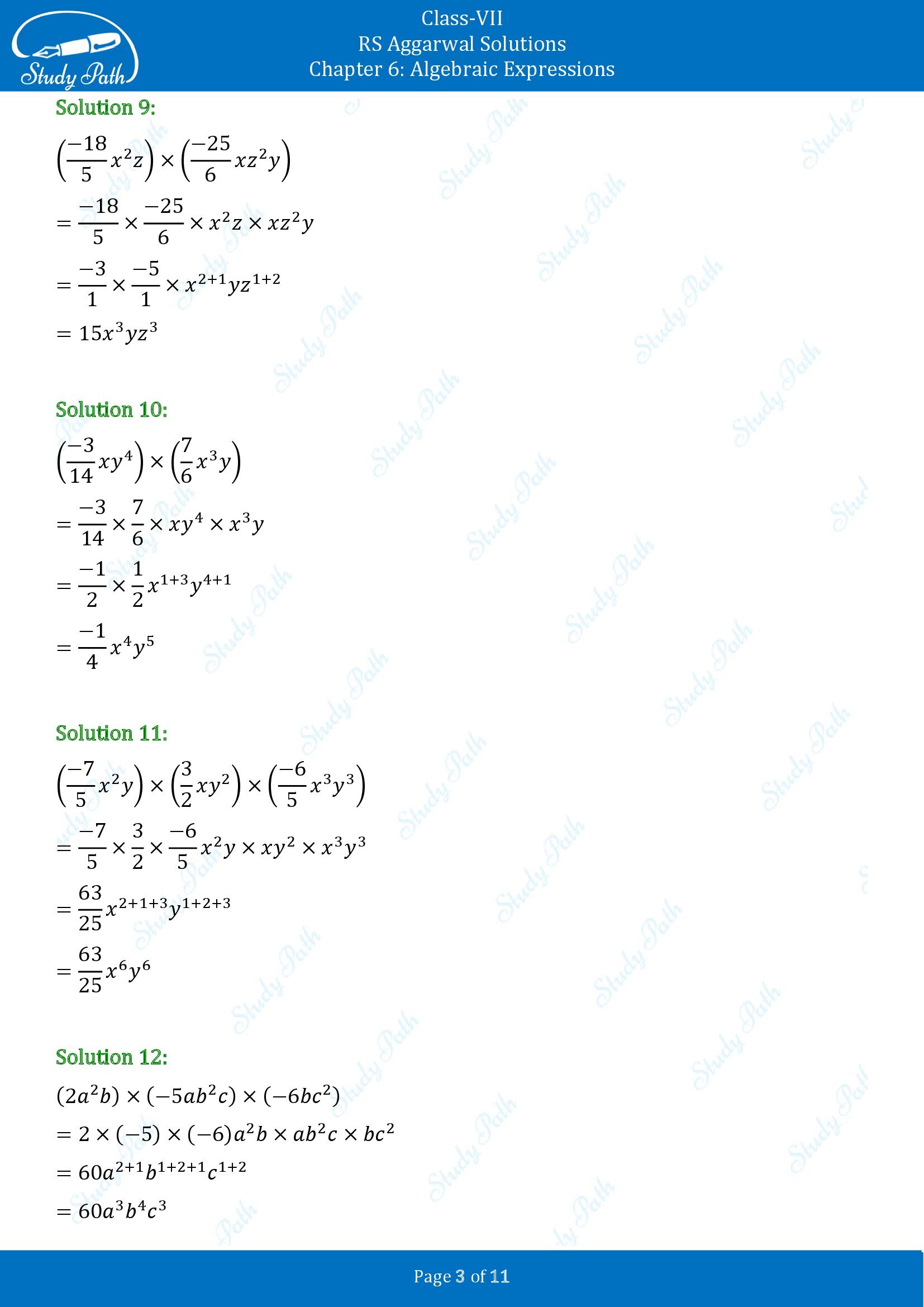 RS Aggarwal Solutions Class 7 Chapter 6 Algebraic Expresions Exercise 6B 00003