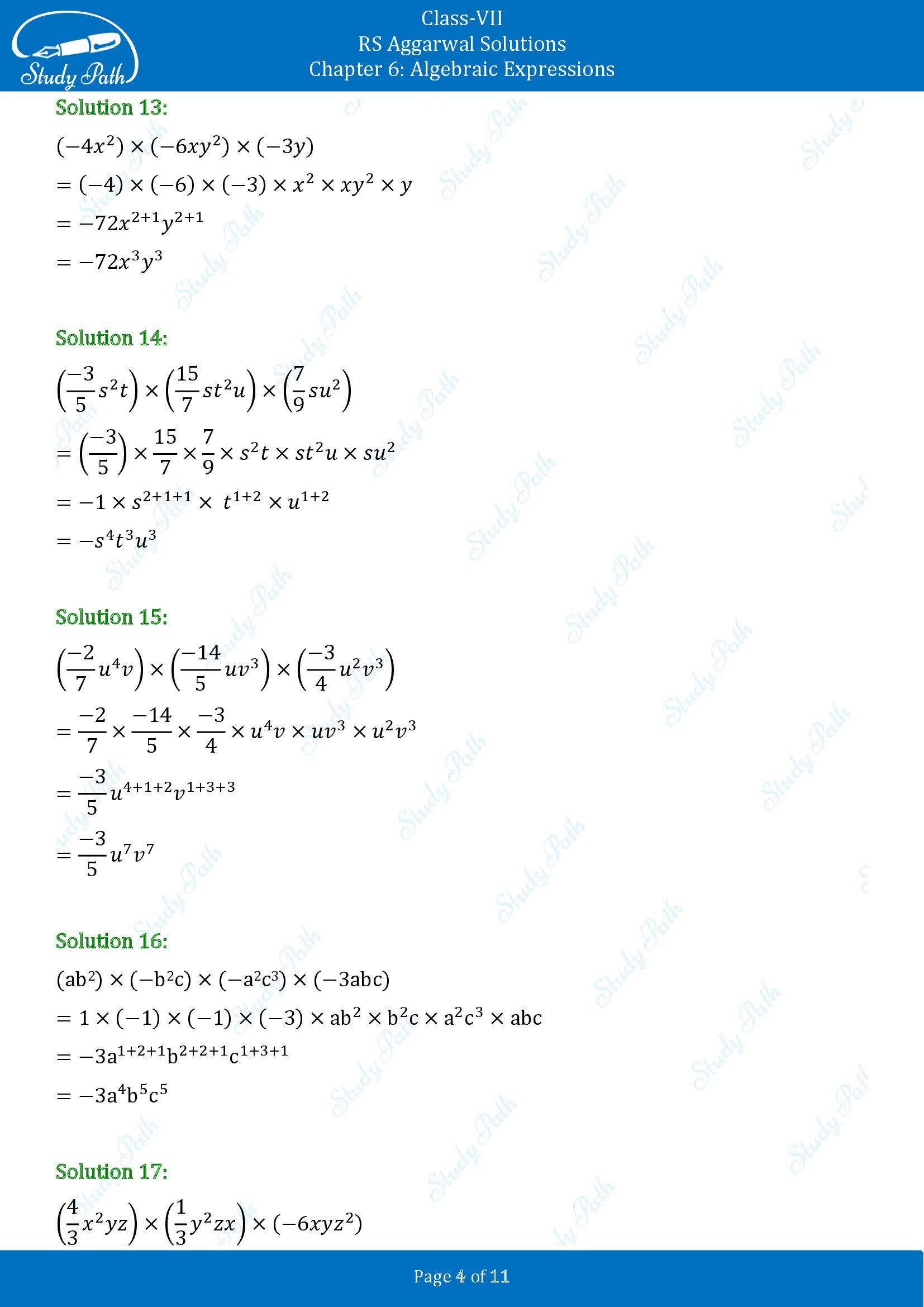 RS Aggarwal Solutions Class 7 Chapter 6 Algebraic Expresions Exercise 6B 00004