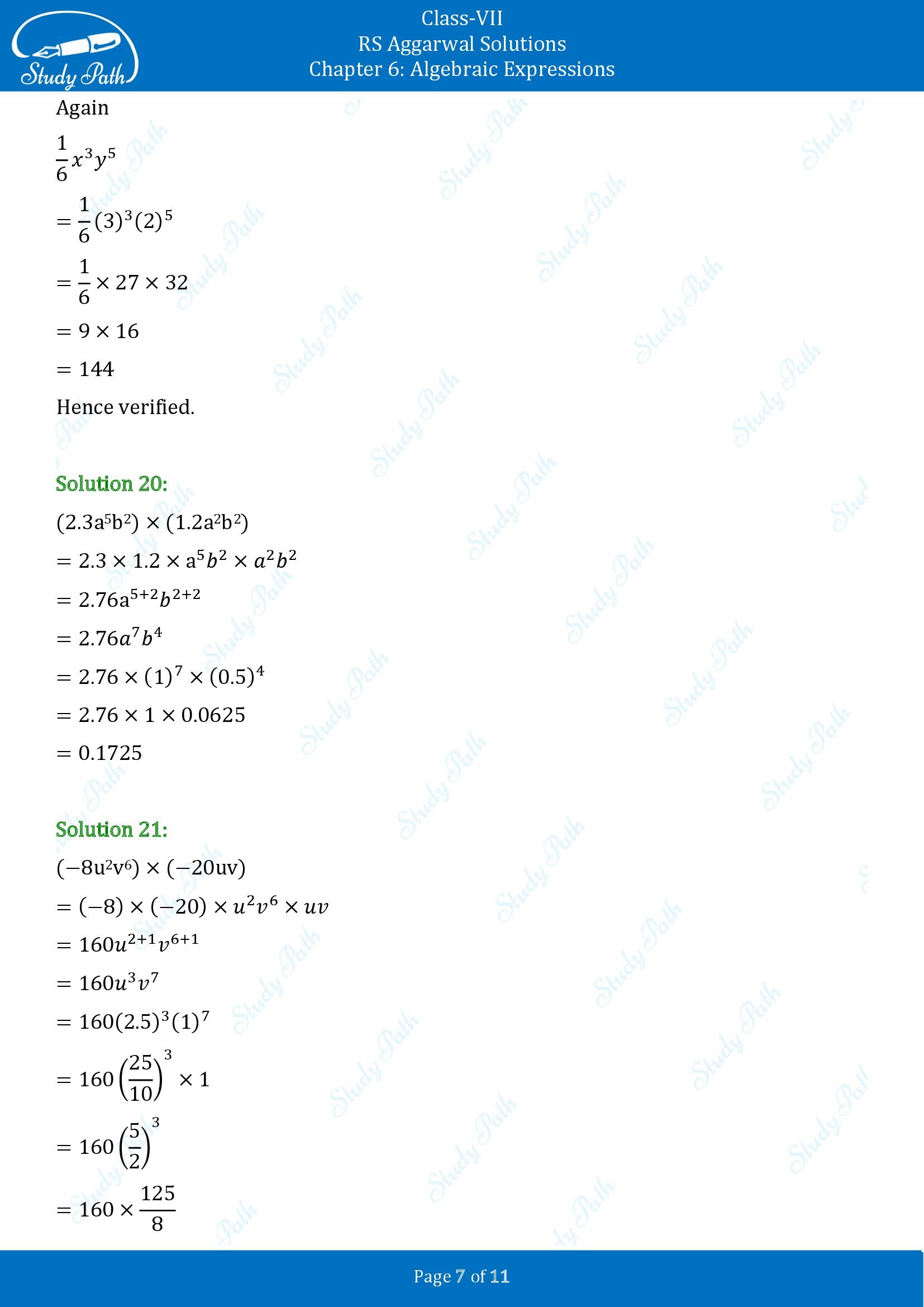 RS Aggarwal Solutions Class 7 Chapter 6 Algebraic Expresions Exercise 6B 00007