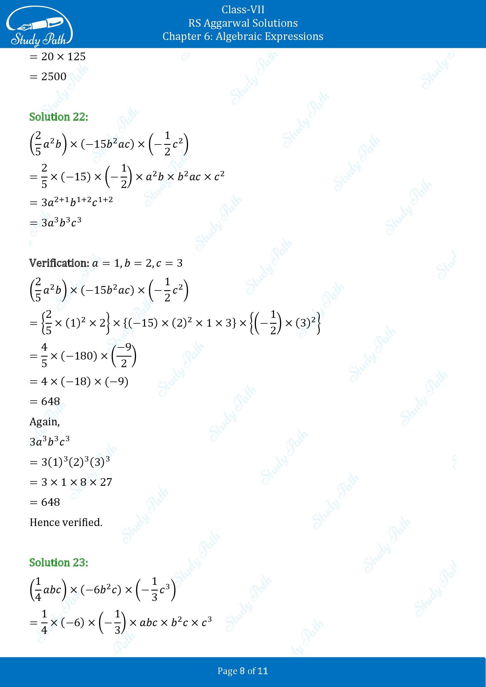 RS Aggarwal Solutions Class 7 Chapter 6 Algebraic Expresions Exercise 6B 00008