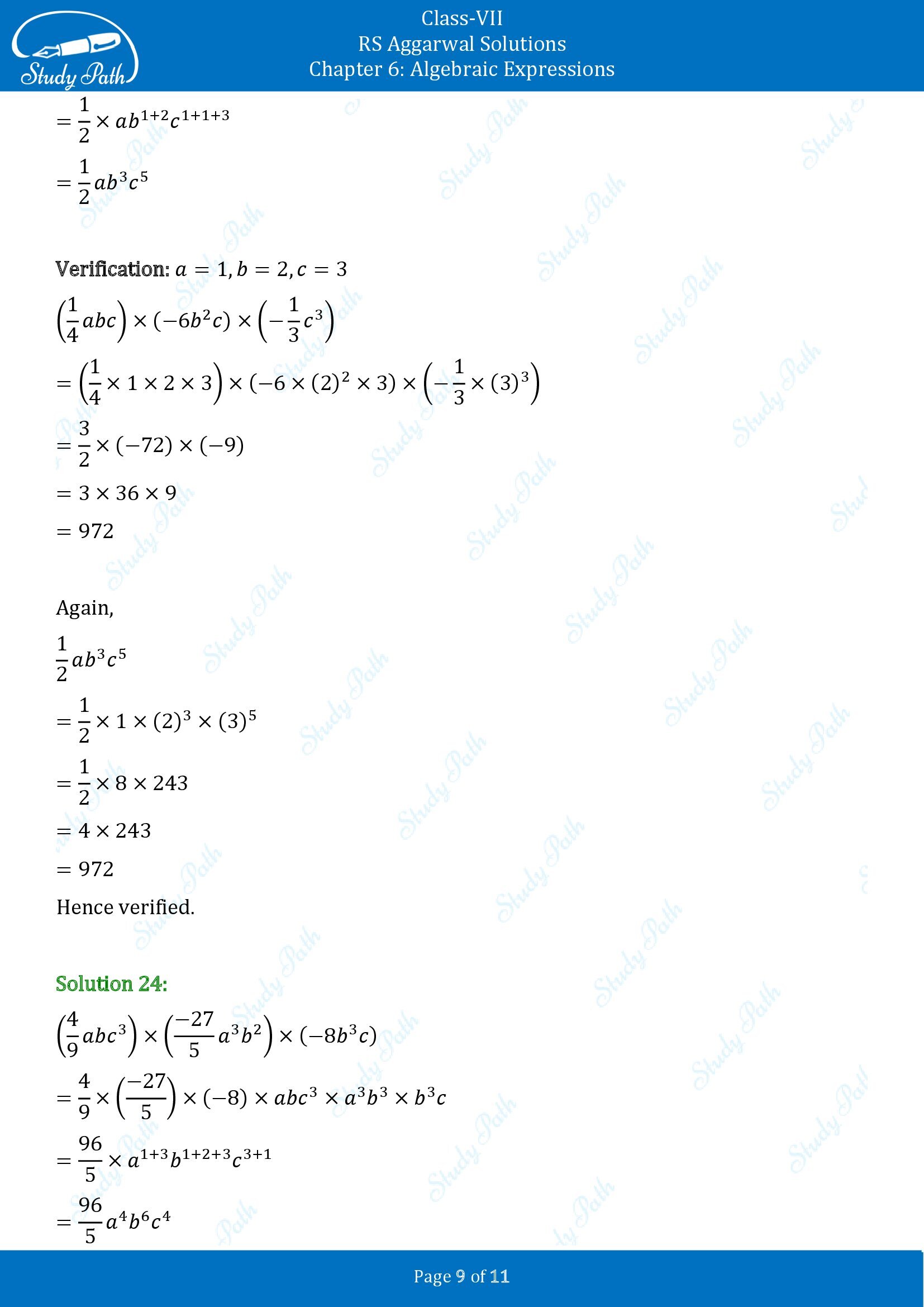 RS Aggarwal Solutions Class 7 Chapter 6 Algebraic Expresions Exercise 6B 00009