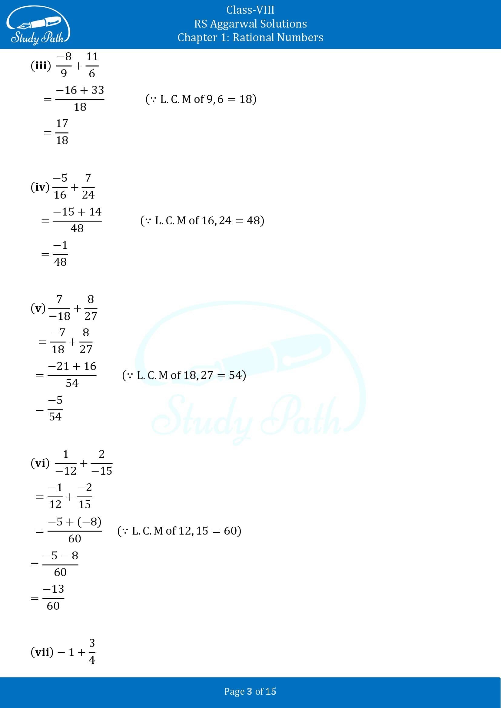 RS Aggarwal Solutions Class 8 Chapter 1 Rational Numbers Exercise 1C 00003