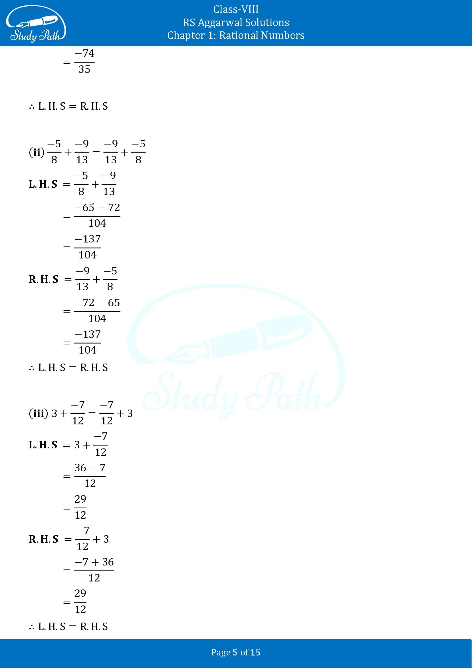 RS Aggarwal Solutions Class 8 Chapter 1 Rational Numbers Exercise 1C 00005