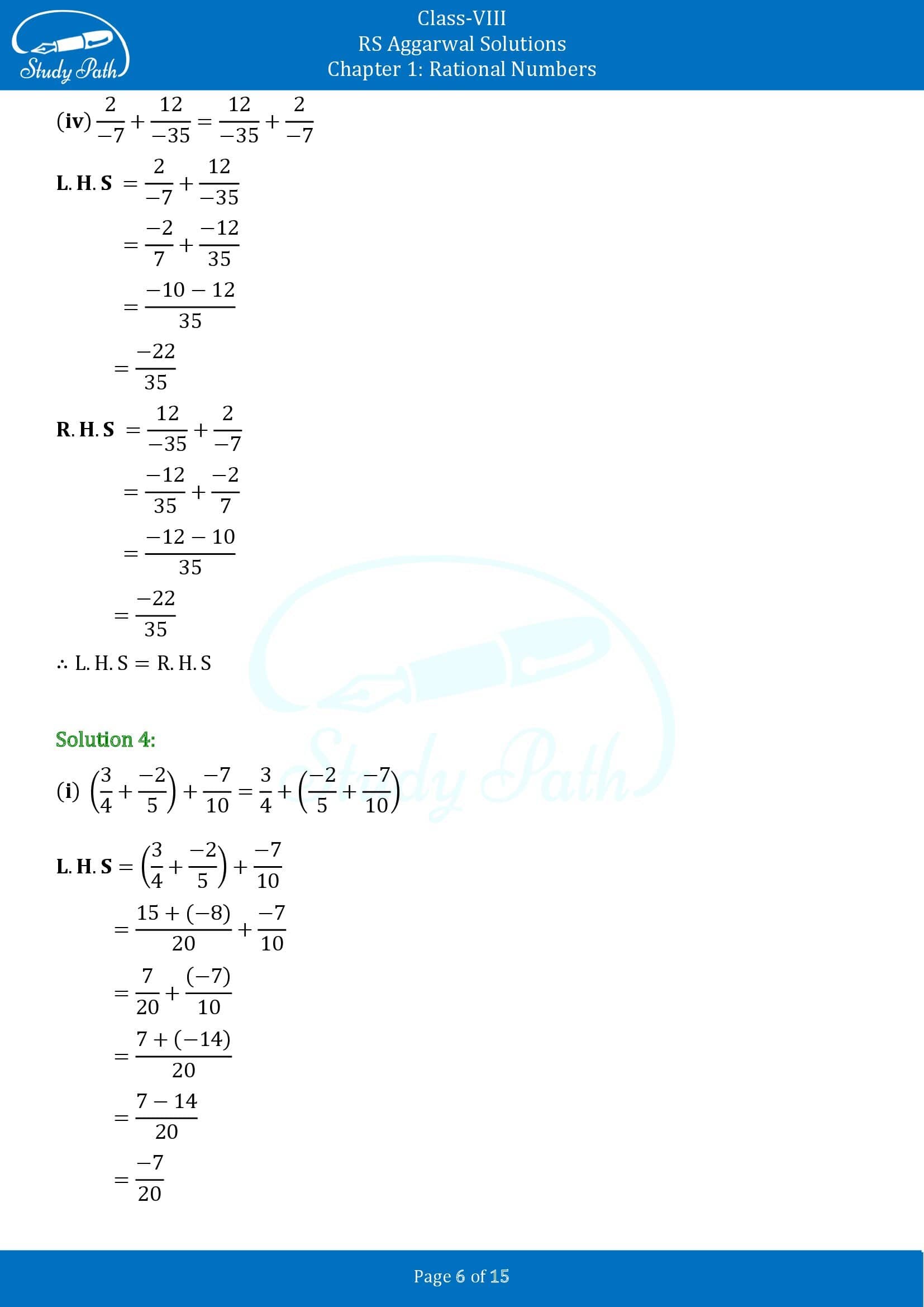 RS Aggarwal Solutions Class 8 Chapter 1 Rational Numbers Exercise 1C 00006