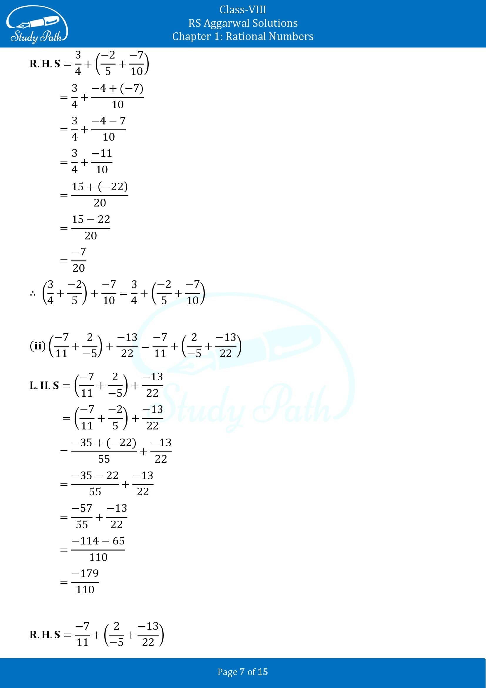 RS Aggarwal Solutions Class 8 Chapter 1 Rational Numbers Exercise 1C 00007