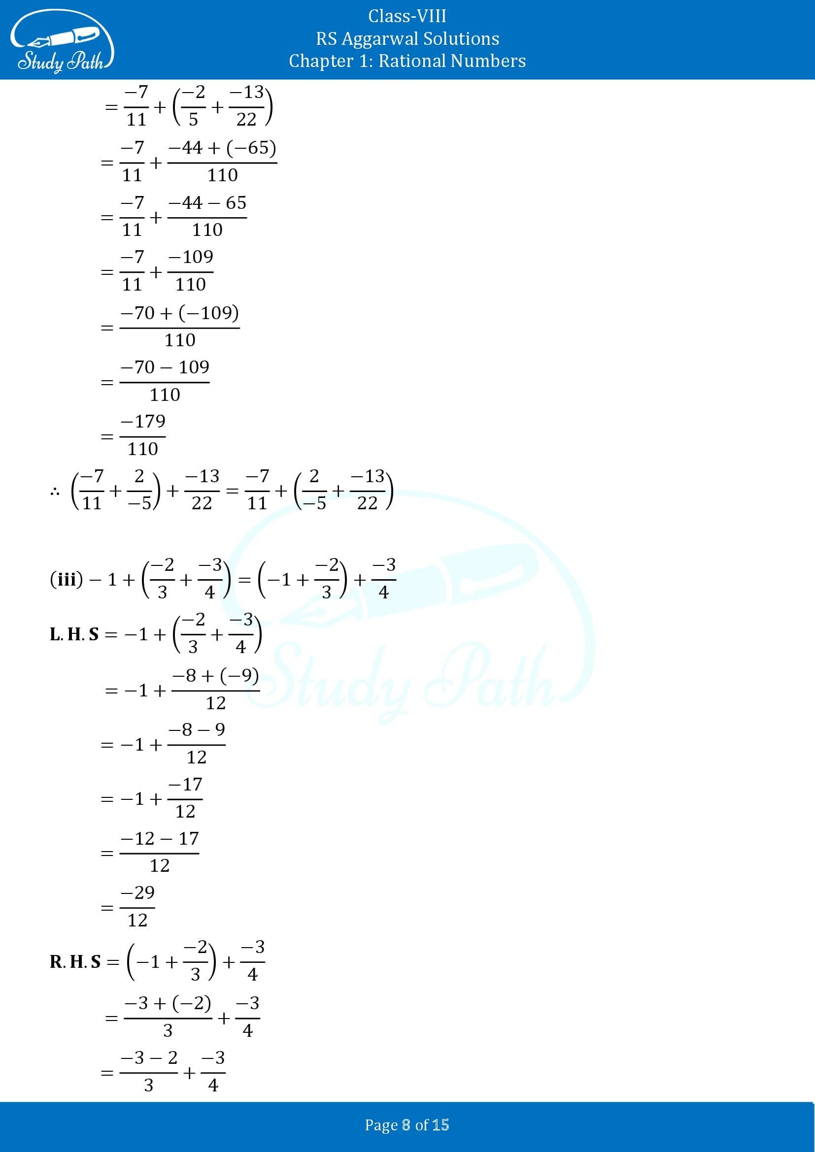 RS Aggarwal Solutions Class 8 Chapter 1 Rational Numbers Exercise 1C 00008