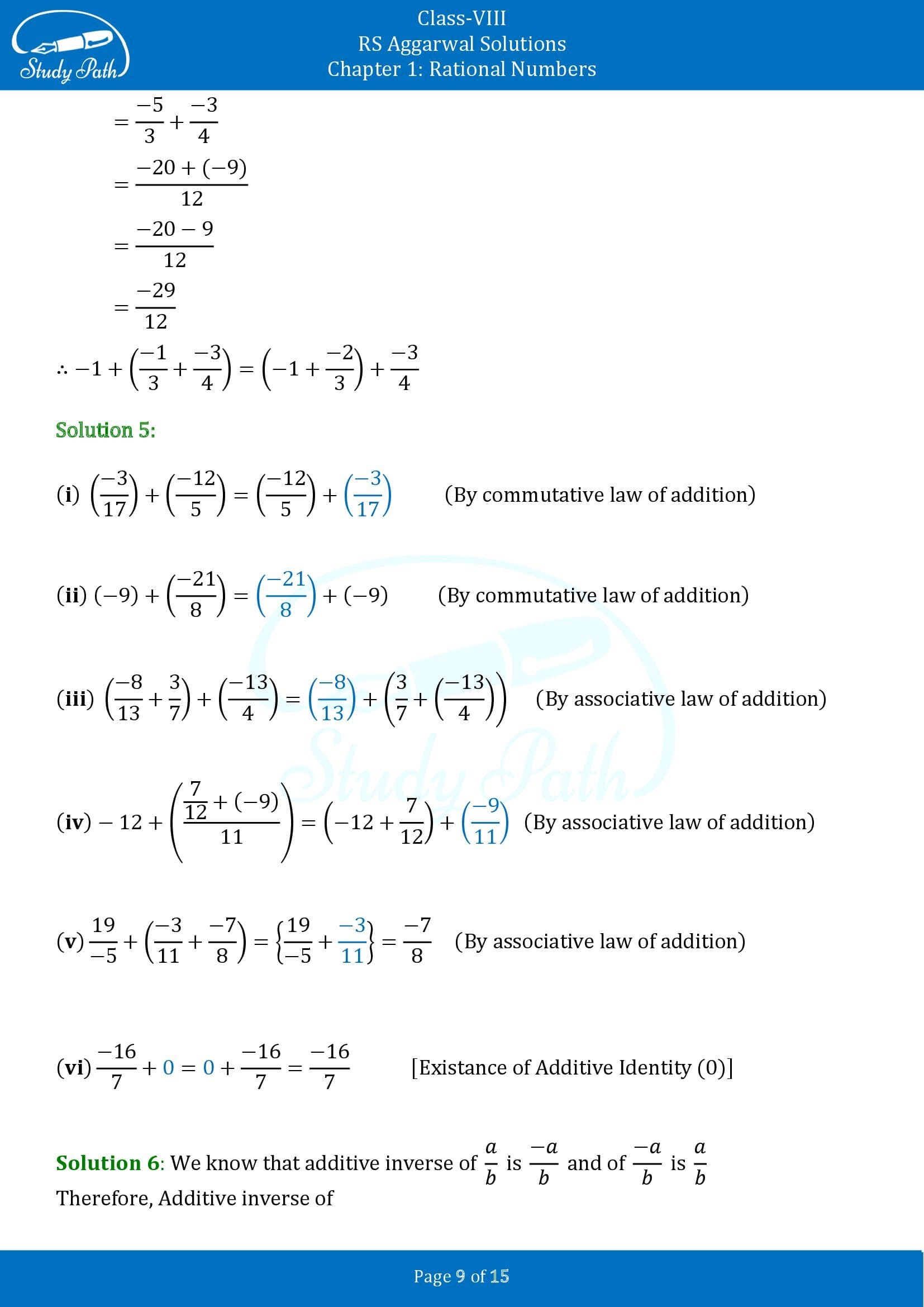 RS Aggarwal Solutions Class 8 Chapter 1 Rational Numbers Exercise 1C 00009